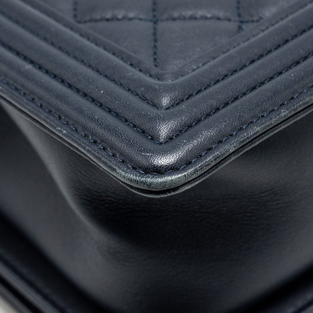 CHANEL Medium Boy Bag Calfskin Navy