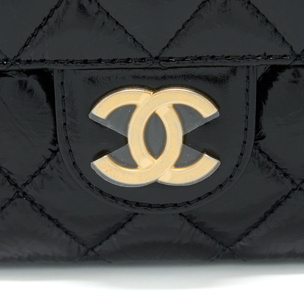 Chanel 23C Small Hobo Bag Shiny Calfskin Black Brushed  (Microchip)
