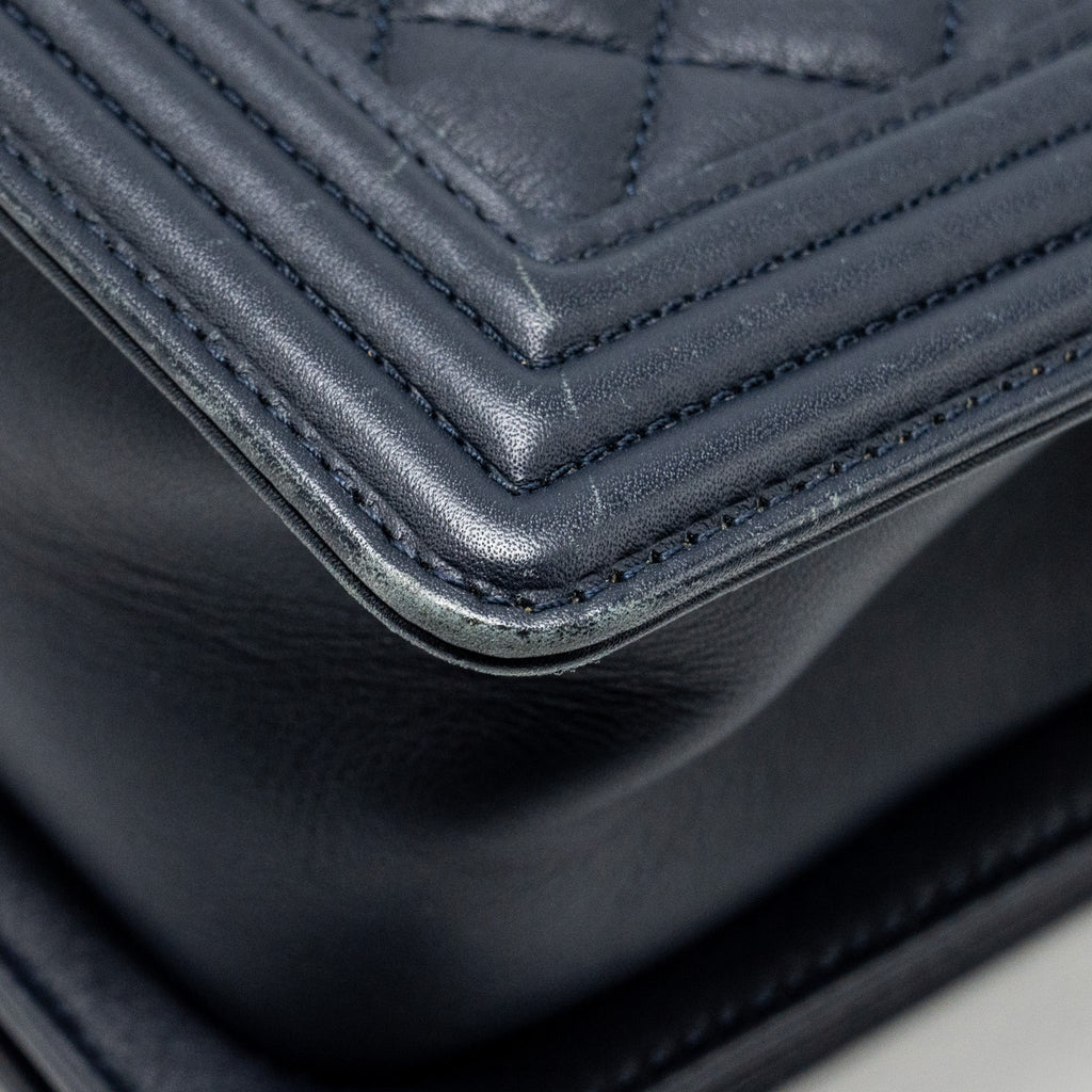 CHANEL Medium Boy Bag Calfskin Navy