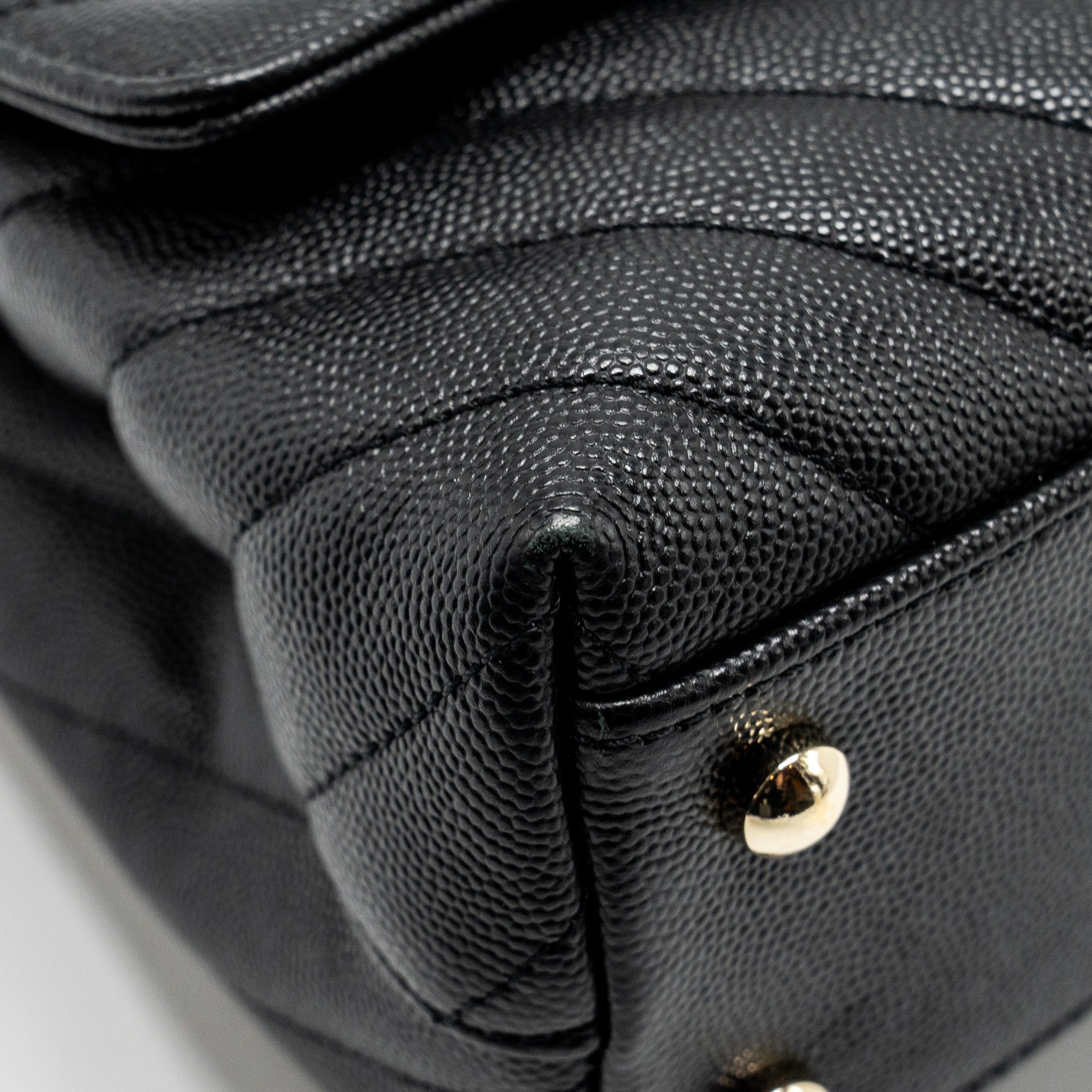 CHANEL Small Coco Handle Chevron Caviar Black L