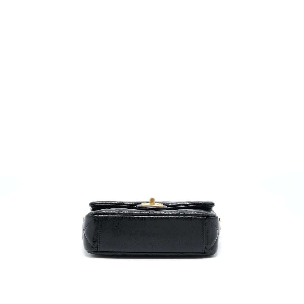 Chanel 22A Small Flap Bag Caviar Black Brushed Gold Hardware