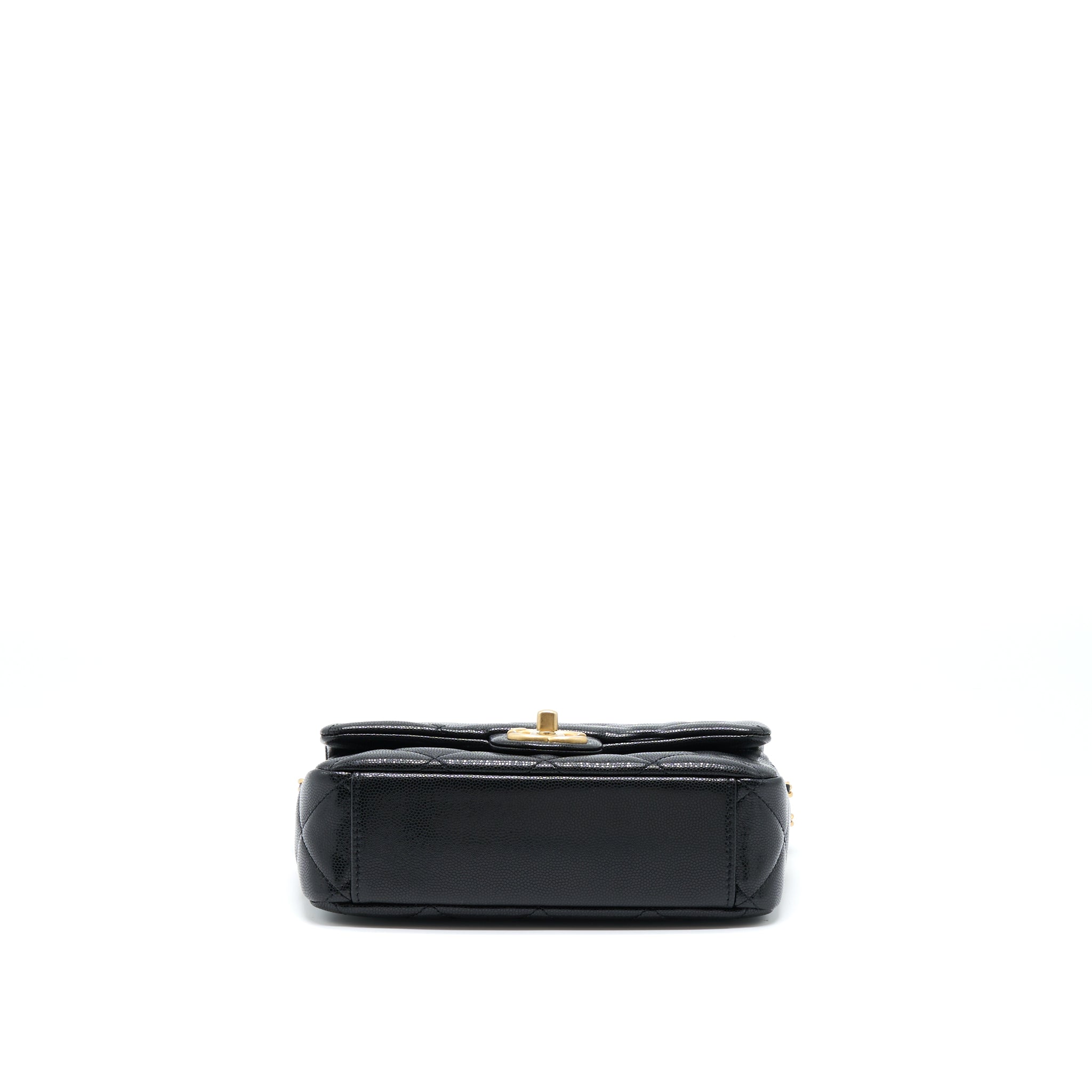 Chanel 22A Small Flap Bag Caviar Black Brushed Gold Hardware
