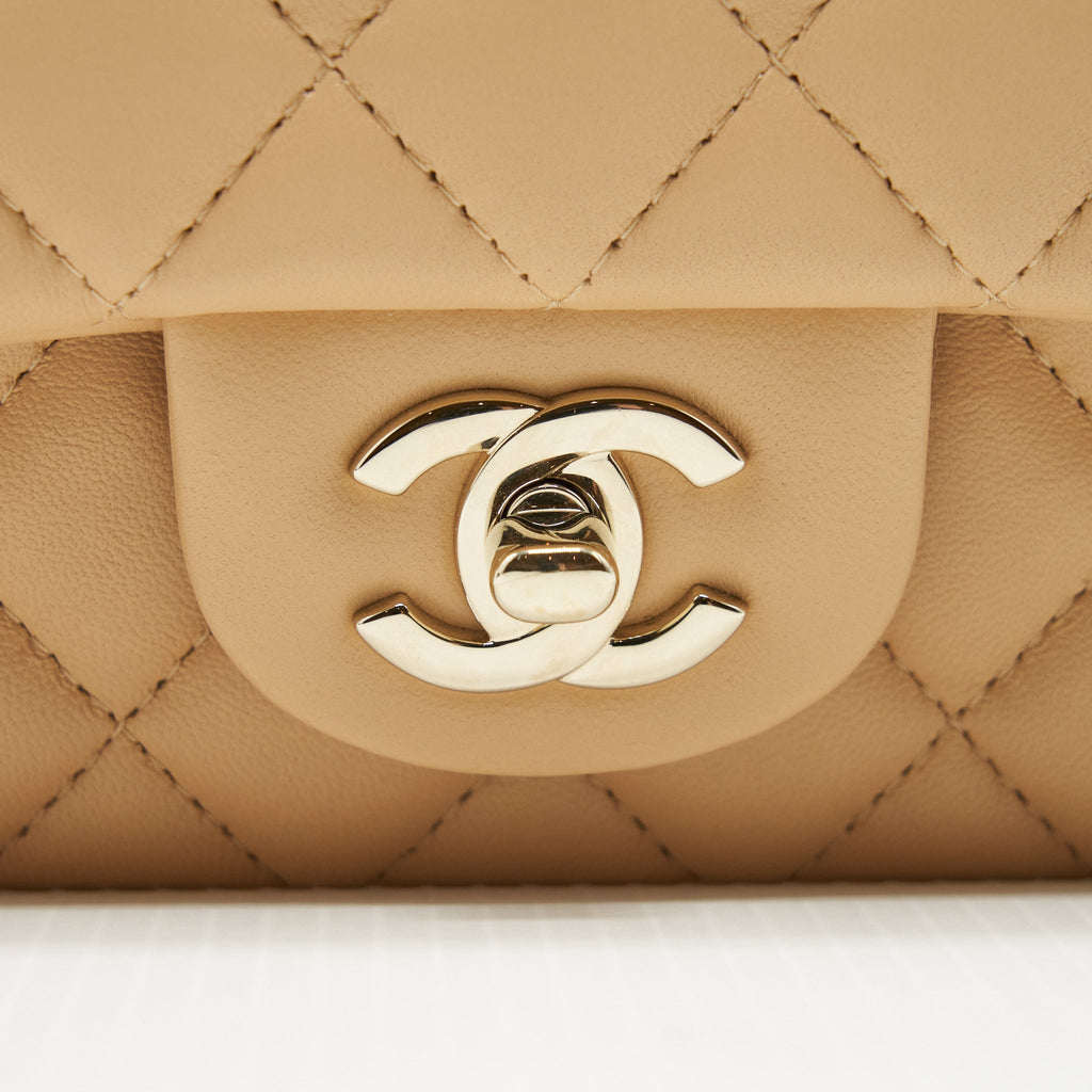 Chanel Mini Rectangular Lambskin Beige L