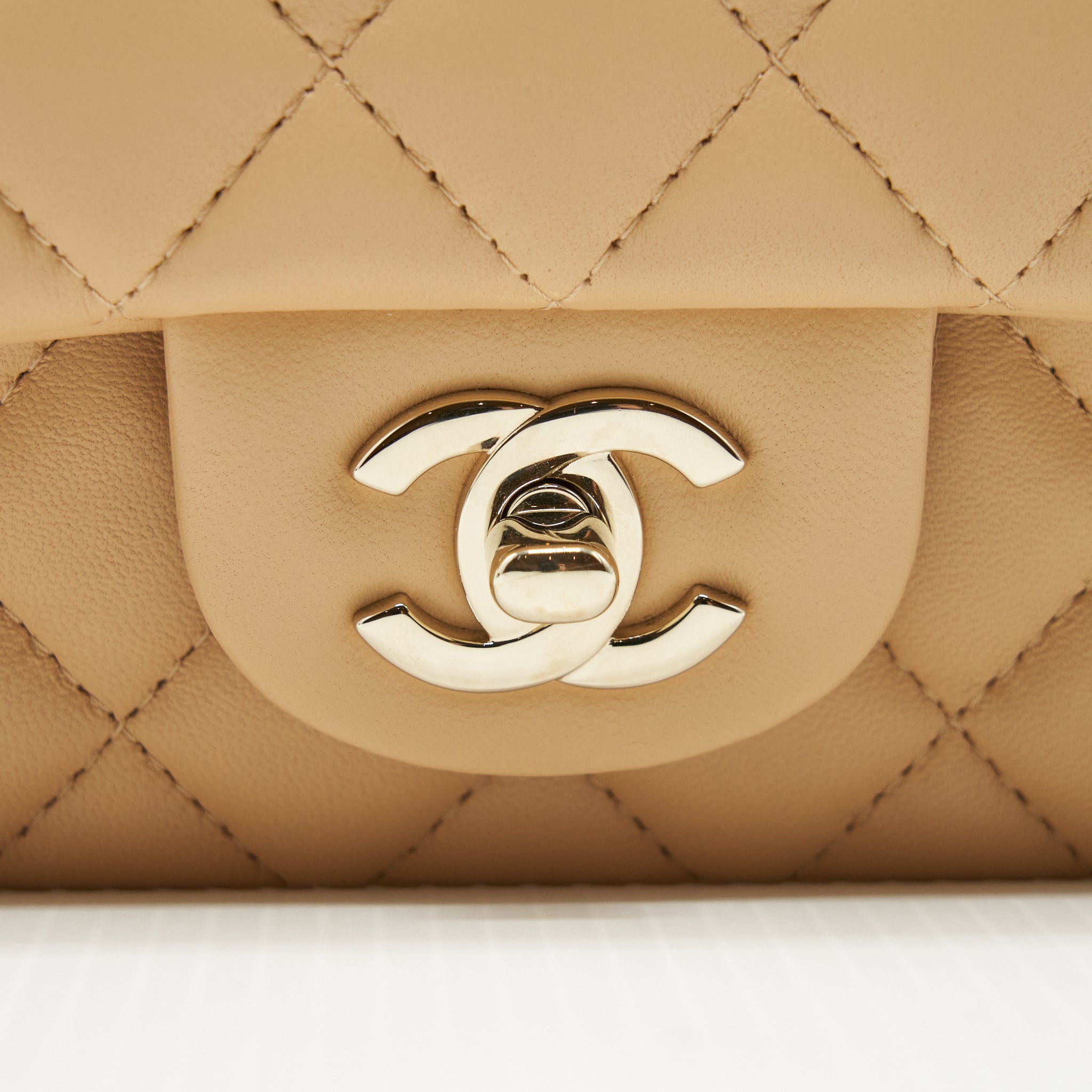 Chanel Mini Rectangular Lambskin Beige L