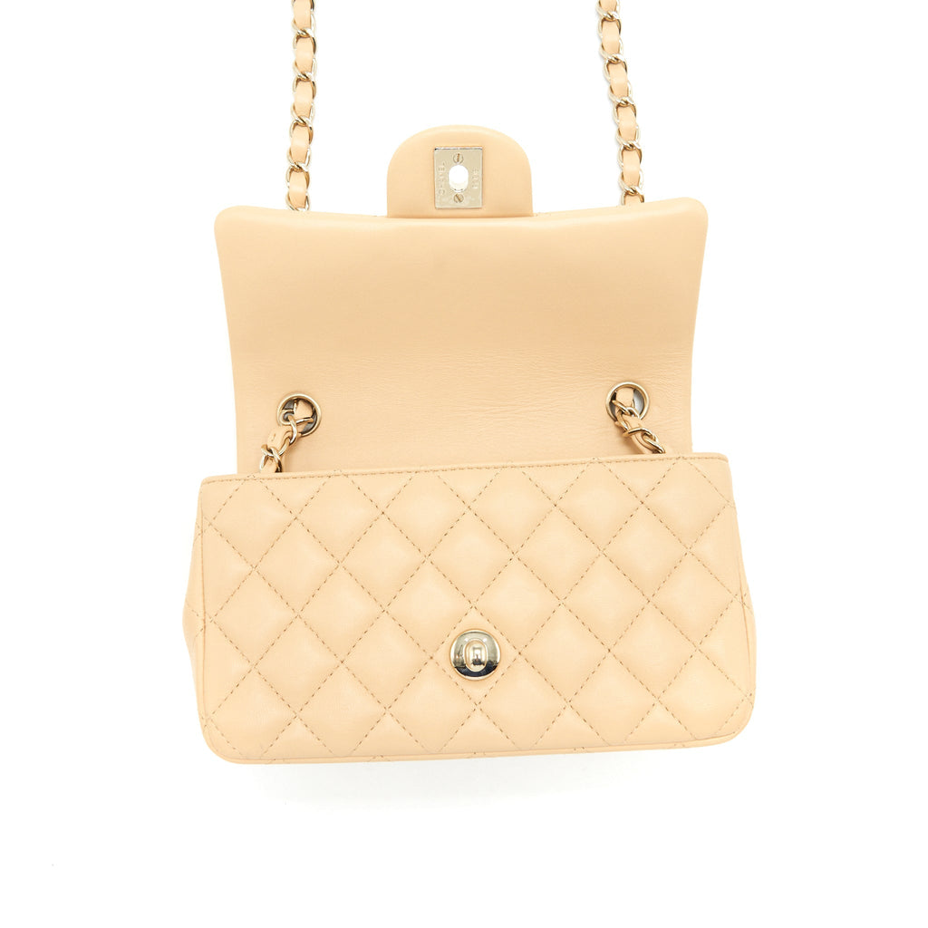 Chanel Mini Rectangular Lambskin Beige L