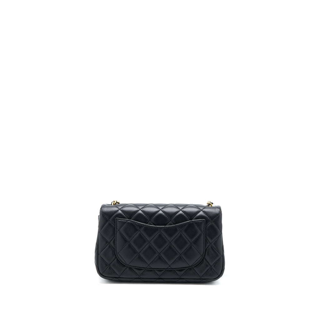 Chanel Pearl Crush Mini Rectangular Flap Bag Lambskin Black Brushed