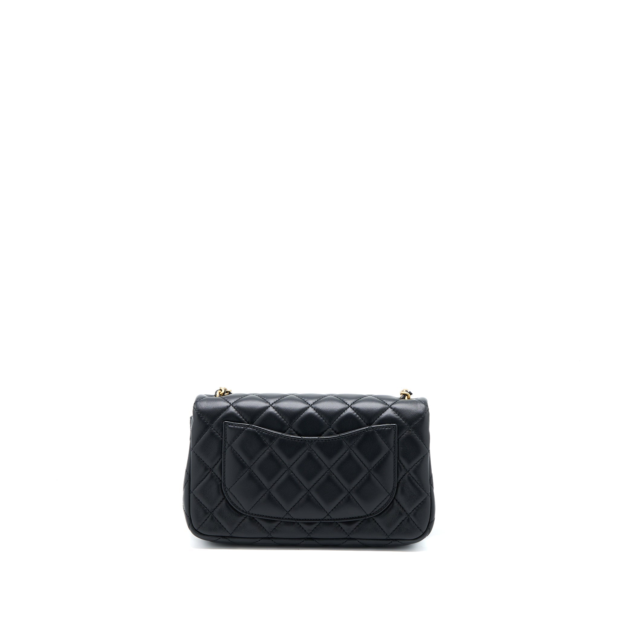 Chanel Pearl Crush Mini Rectangular Flap Bag Lambskin Black Brushed