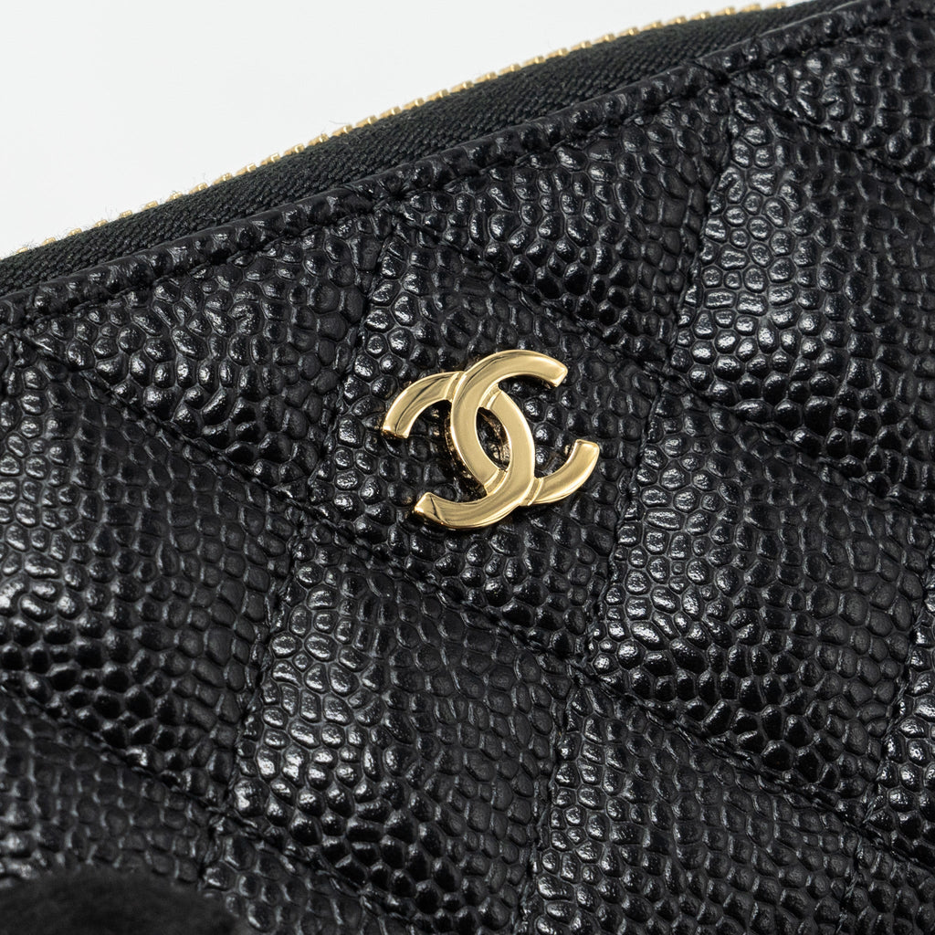 Chanel Zip Card Holder Caviar Black