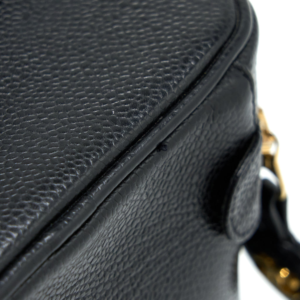 Chanel Vintage Vanity Case with Chain Caviar Black