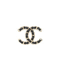 Chanel CC With Leather Chain Brooch Black L