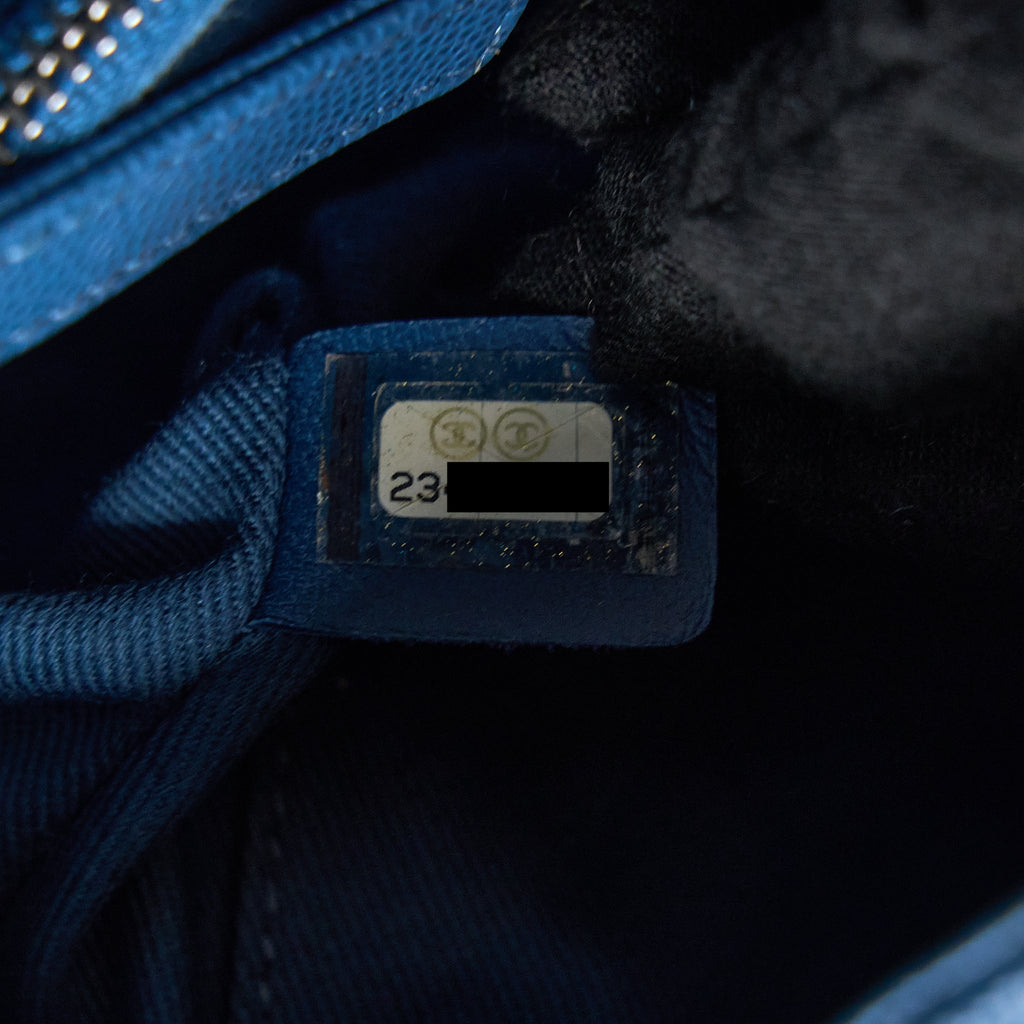 Chanel Medium Coco Handle Caviar Blue Ruthenium