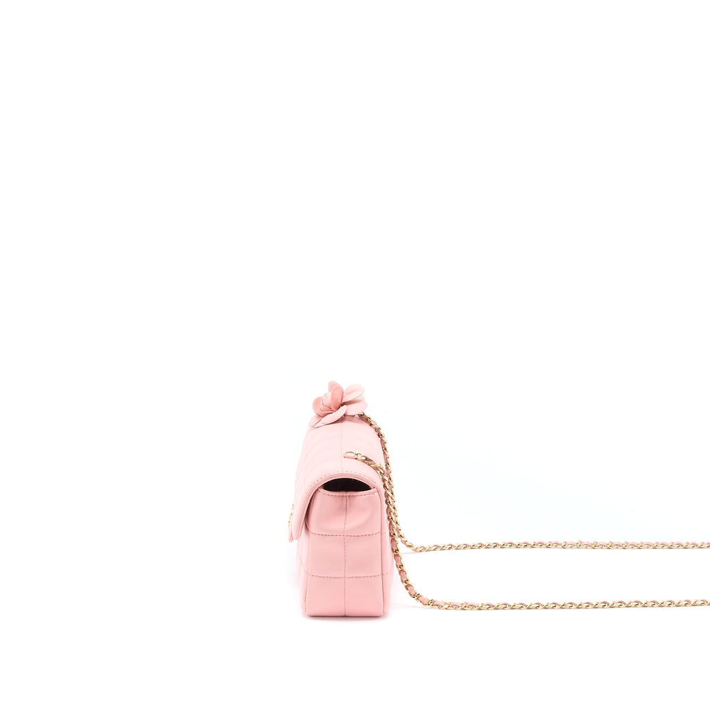 Chanel Camellia Mini Flap Bag Lambskin Pink