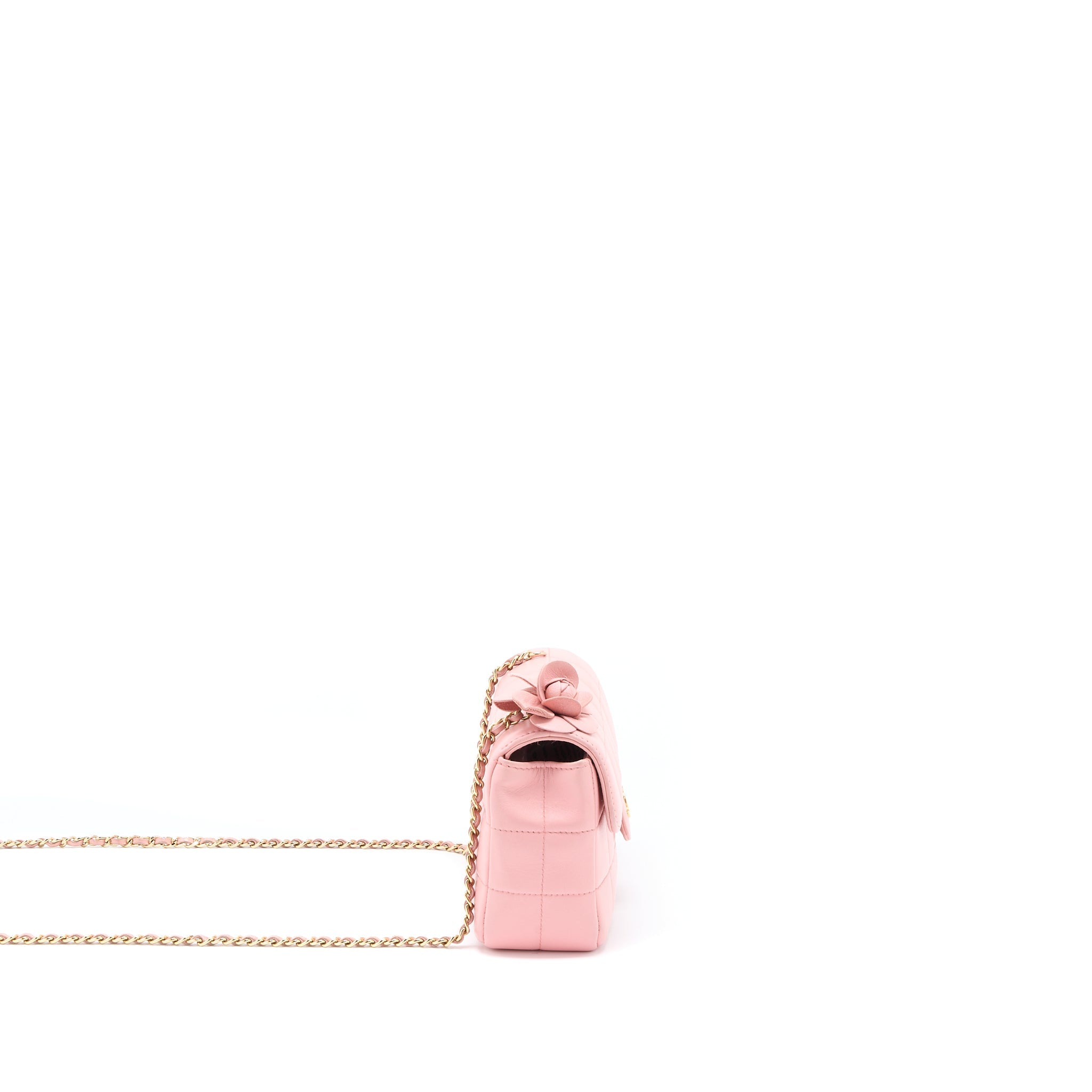 Chanel Camellia Mini Flap Bag Lambskin Pink