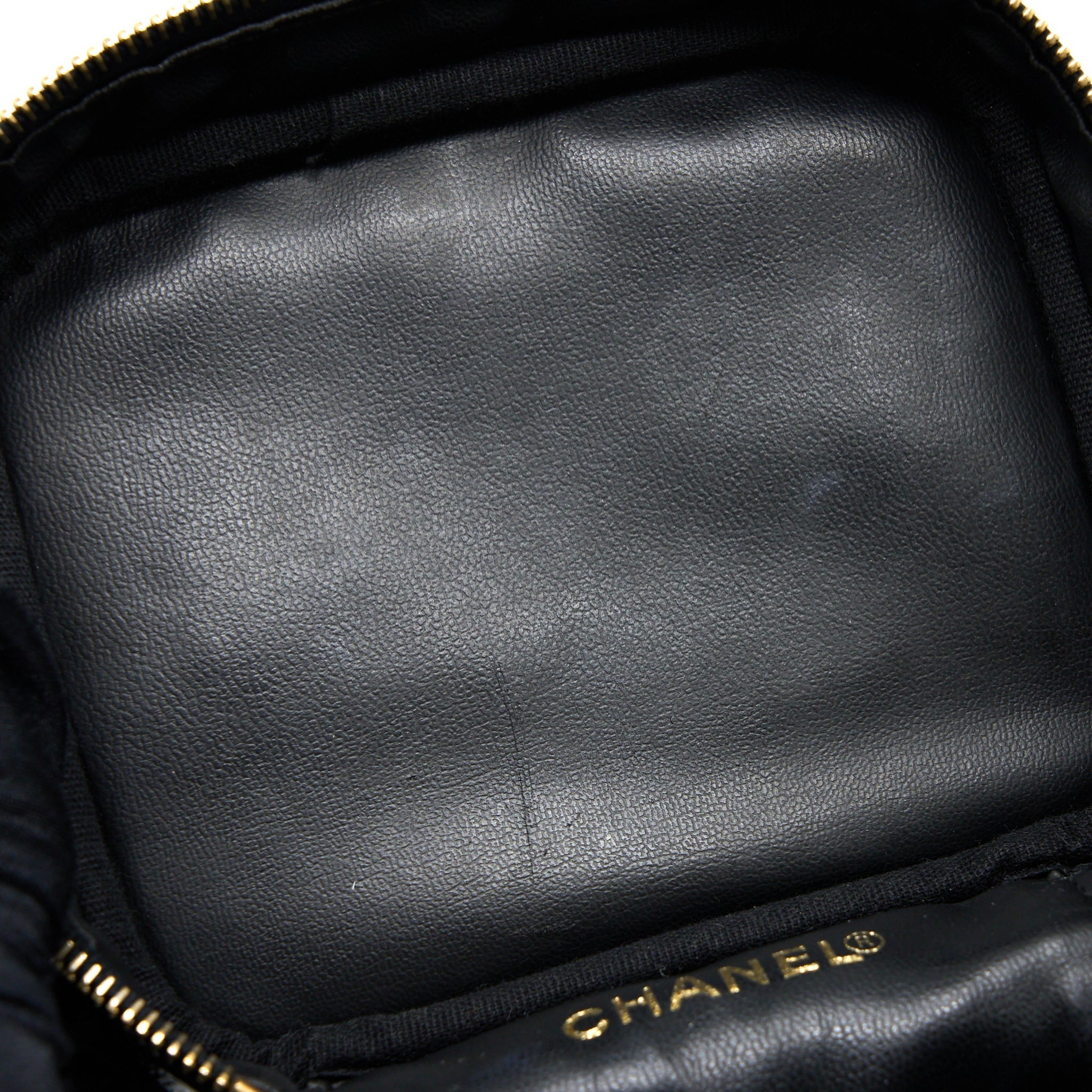 Chanel Vintage Vanity Case with Chain Caviar Black
