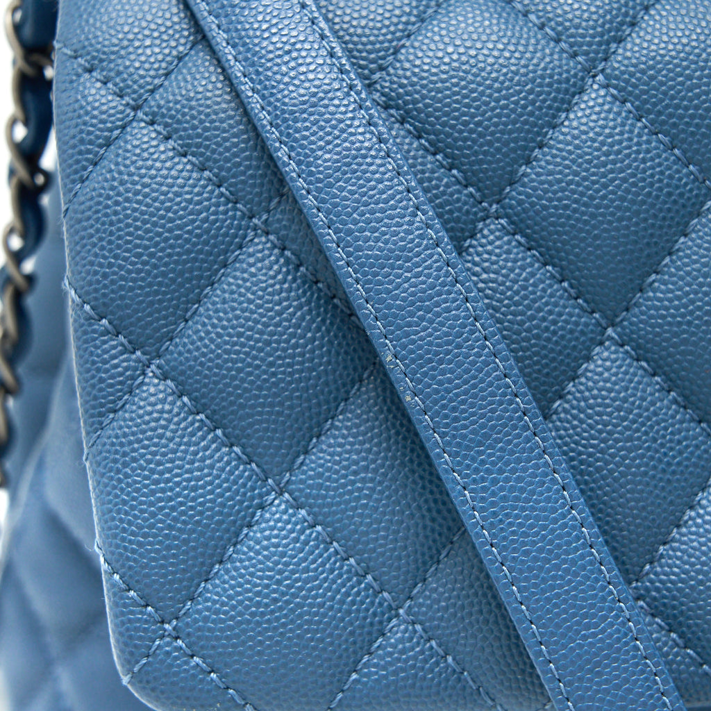 Chanel Medium Coco Handle Caviar Blue Ruthenium