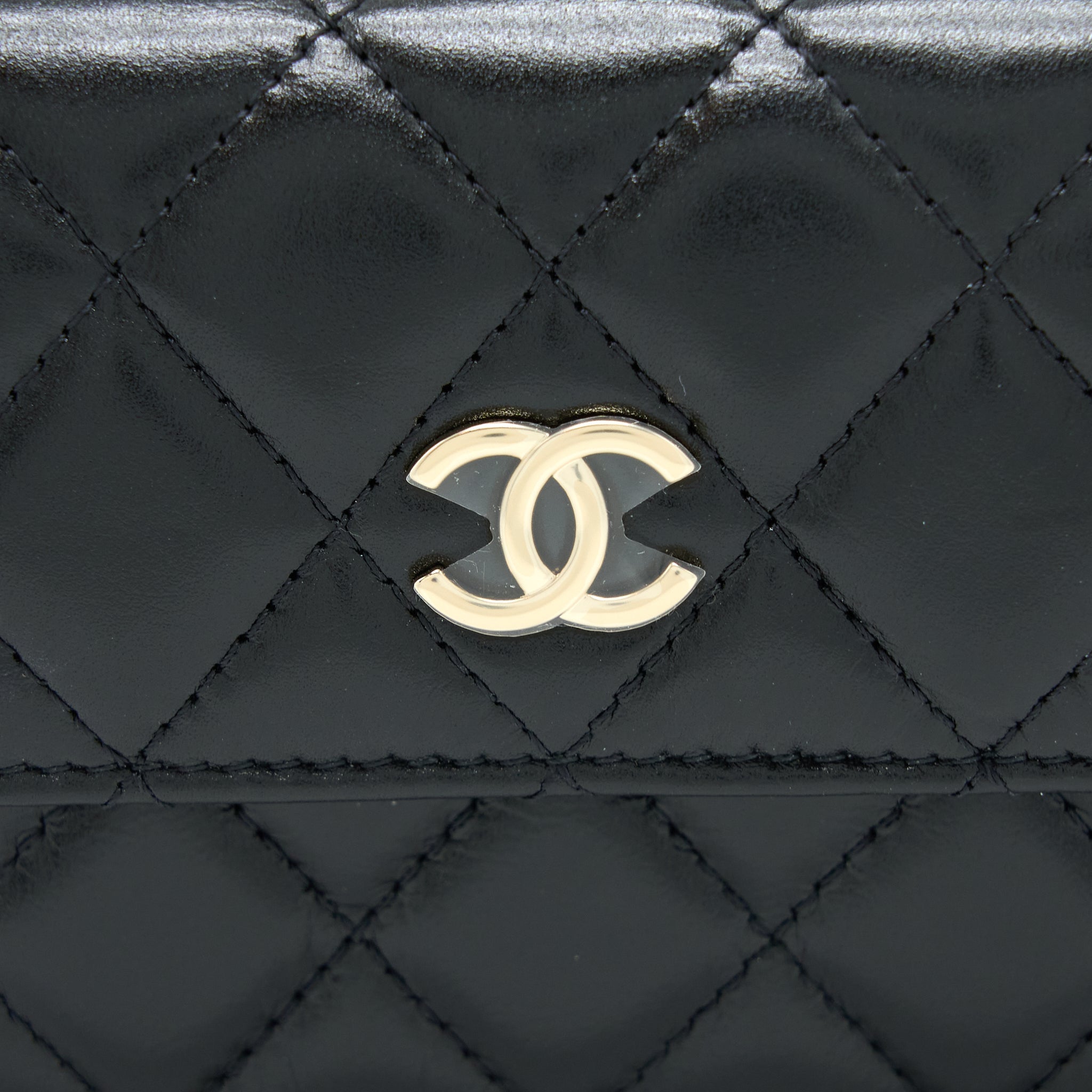Chanel Mini Flap Bag with Giant Pearl Chain Lambskin Black L