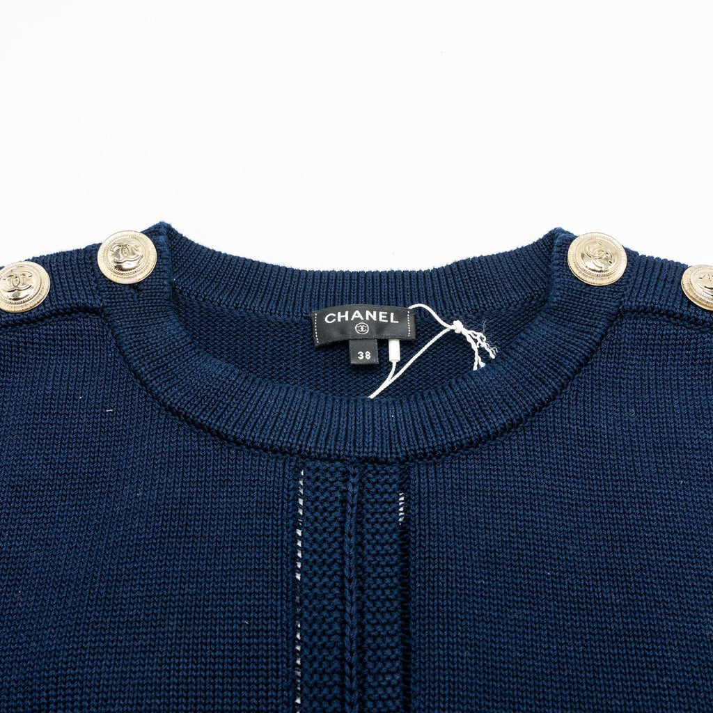 Chanel size 38 21C pullover knit sweater navy blue