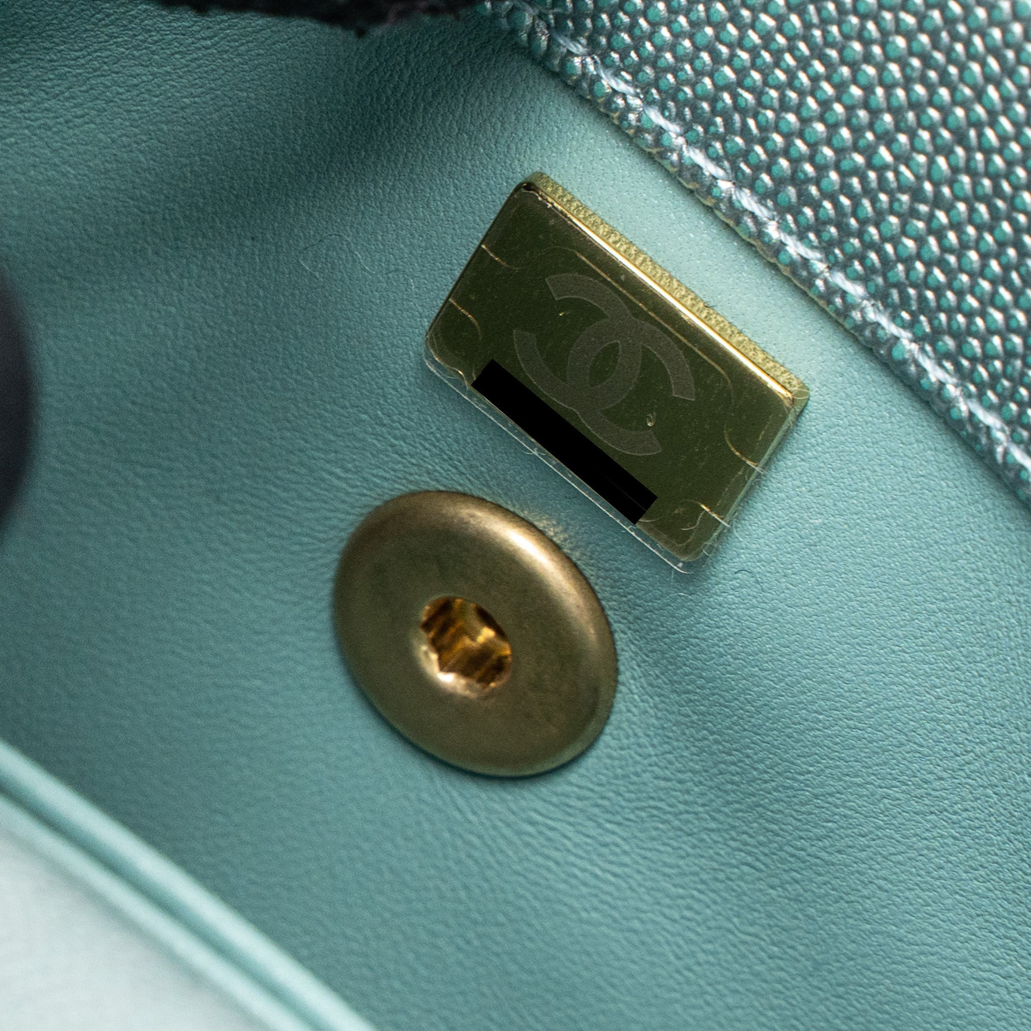 Chanel Small Coco Handle Caviar Metallic Light Blue Brushed  (Microchip)