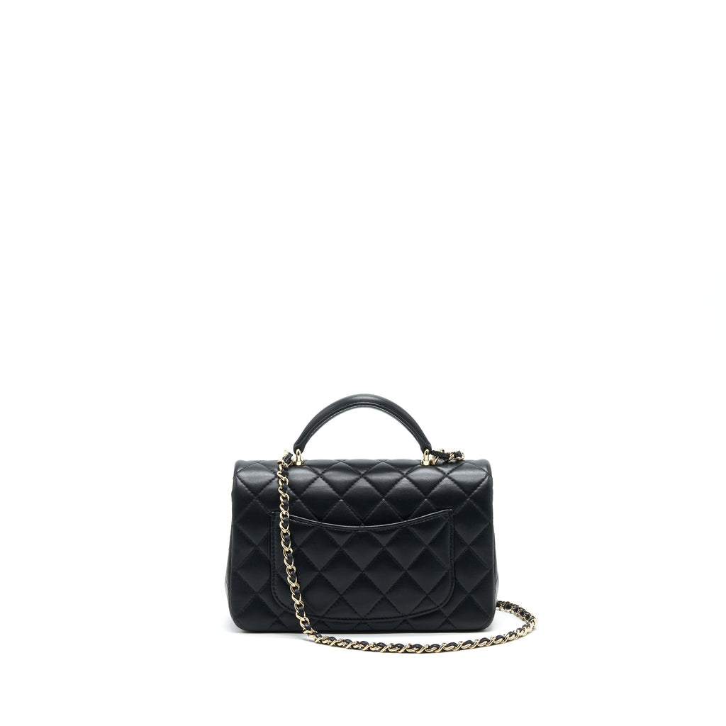 Chanel Top Handle Mini Rectangular Flap Bag Lambskin Black L