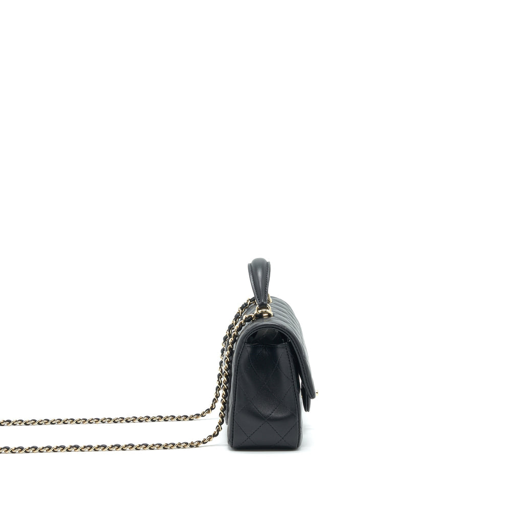 Chanel Top Handle Mini Rectangular Flap Bag Lambskin Black L