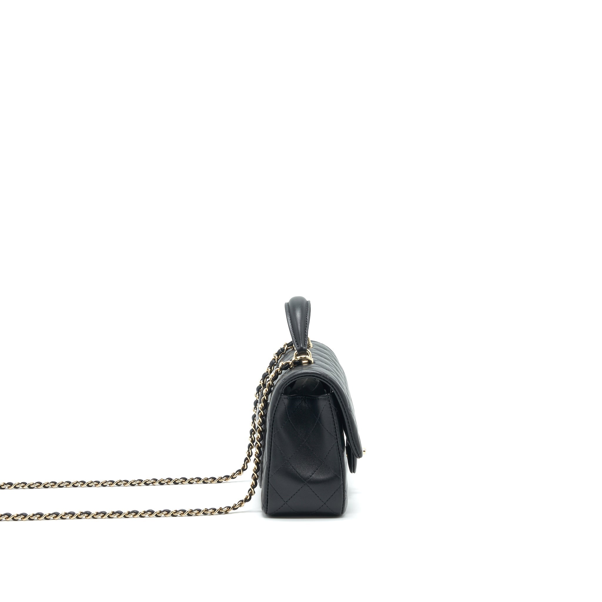 Chanel Top Handle Mini Rectangular Flap Bag Lambskin Black L
