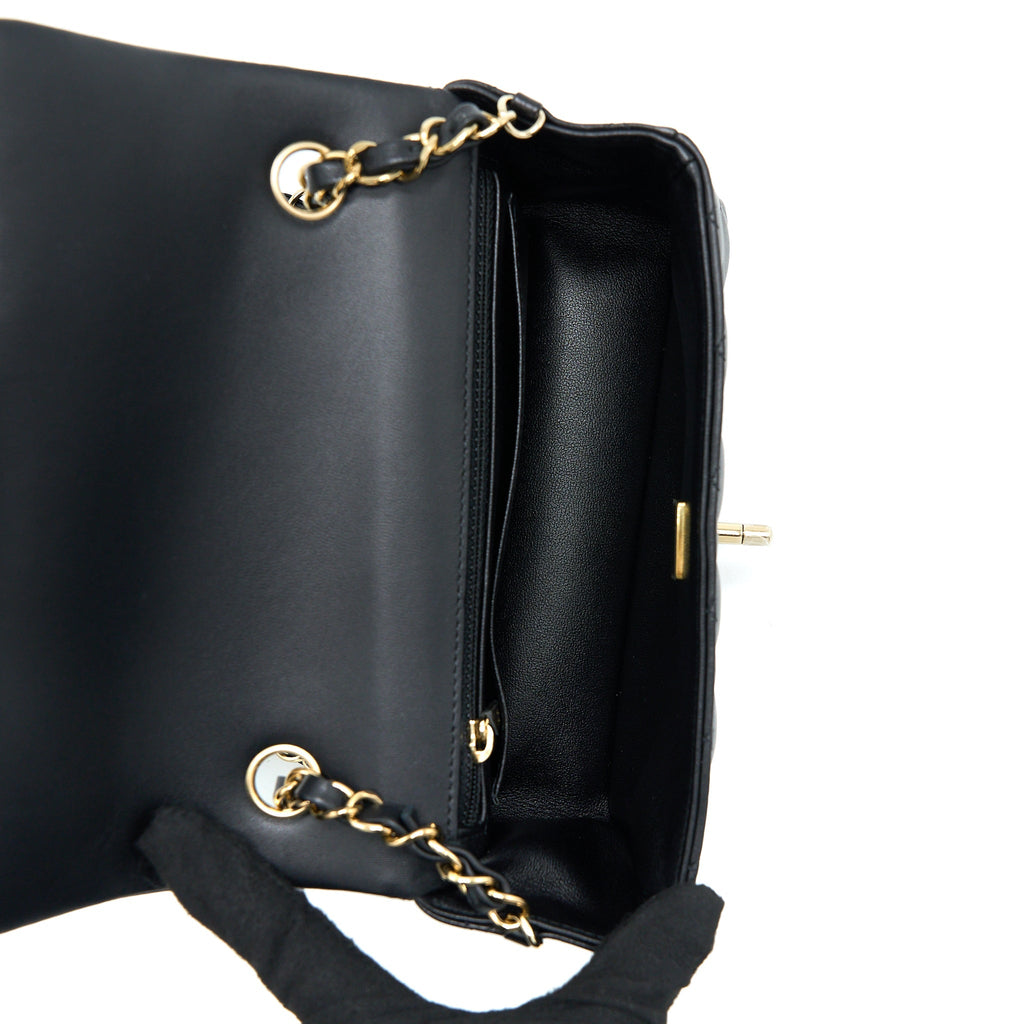 Chanel Classic Mini Rectangular Flap Bag Lambskin Black L (Microchip)