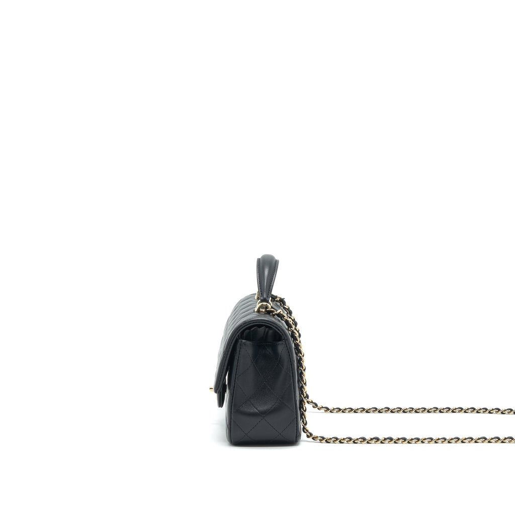 Chanel Top Handle Mini Rectangular Flap Bag Lambskin Black L