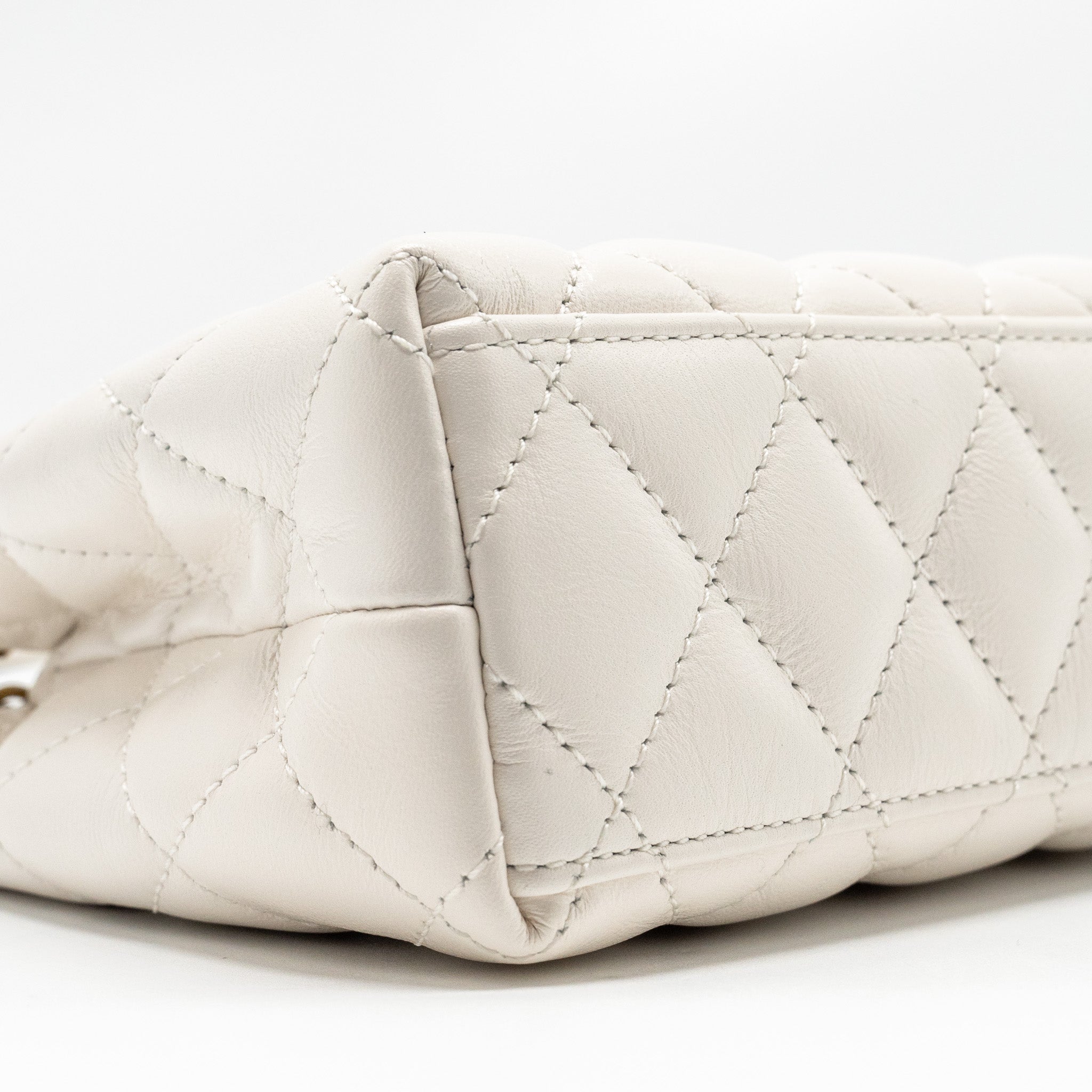Chanel mini kelly shopping tote calfskin white  (microchip)