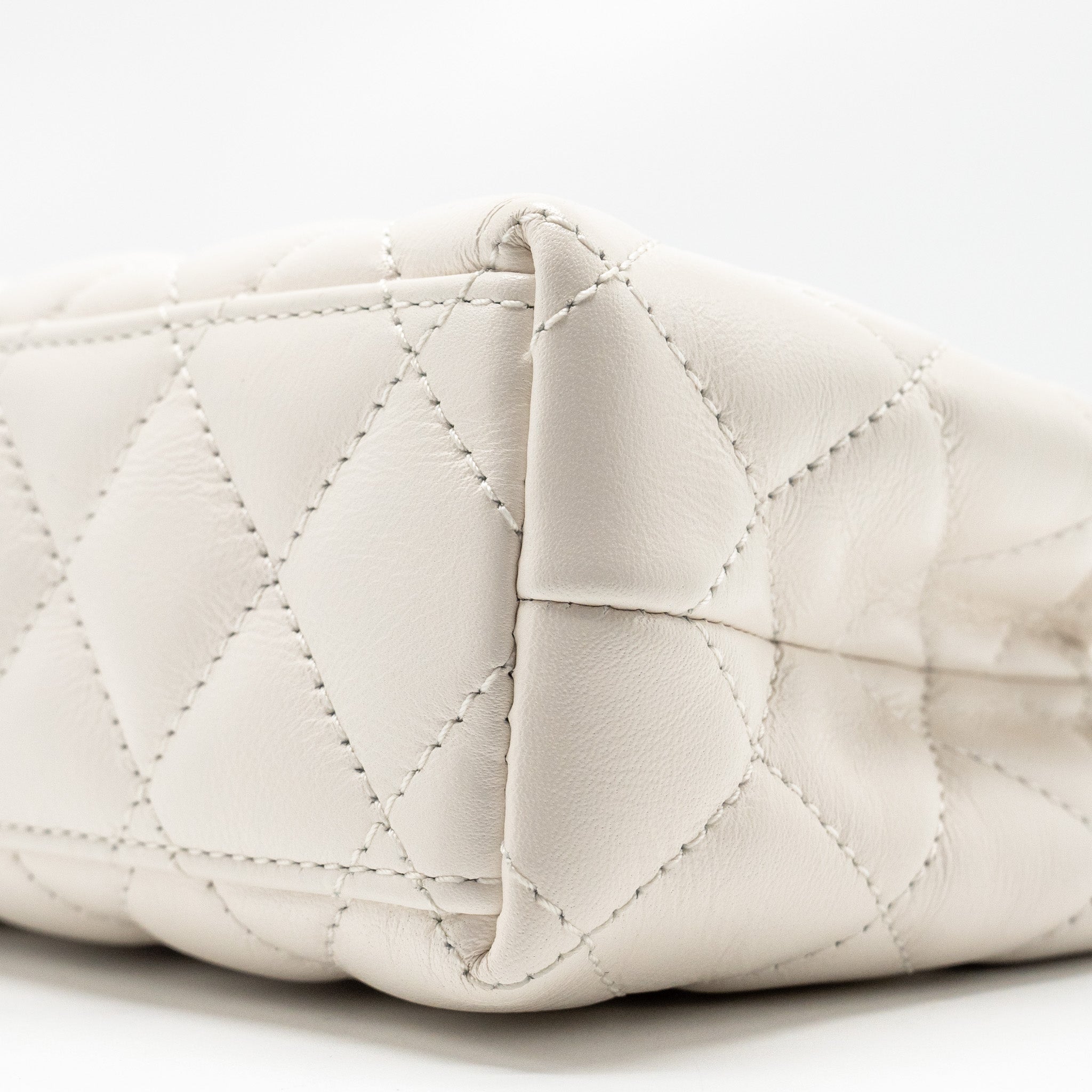 Chanel mini kelly shopping tote calfskin white  (microchip)
