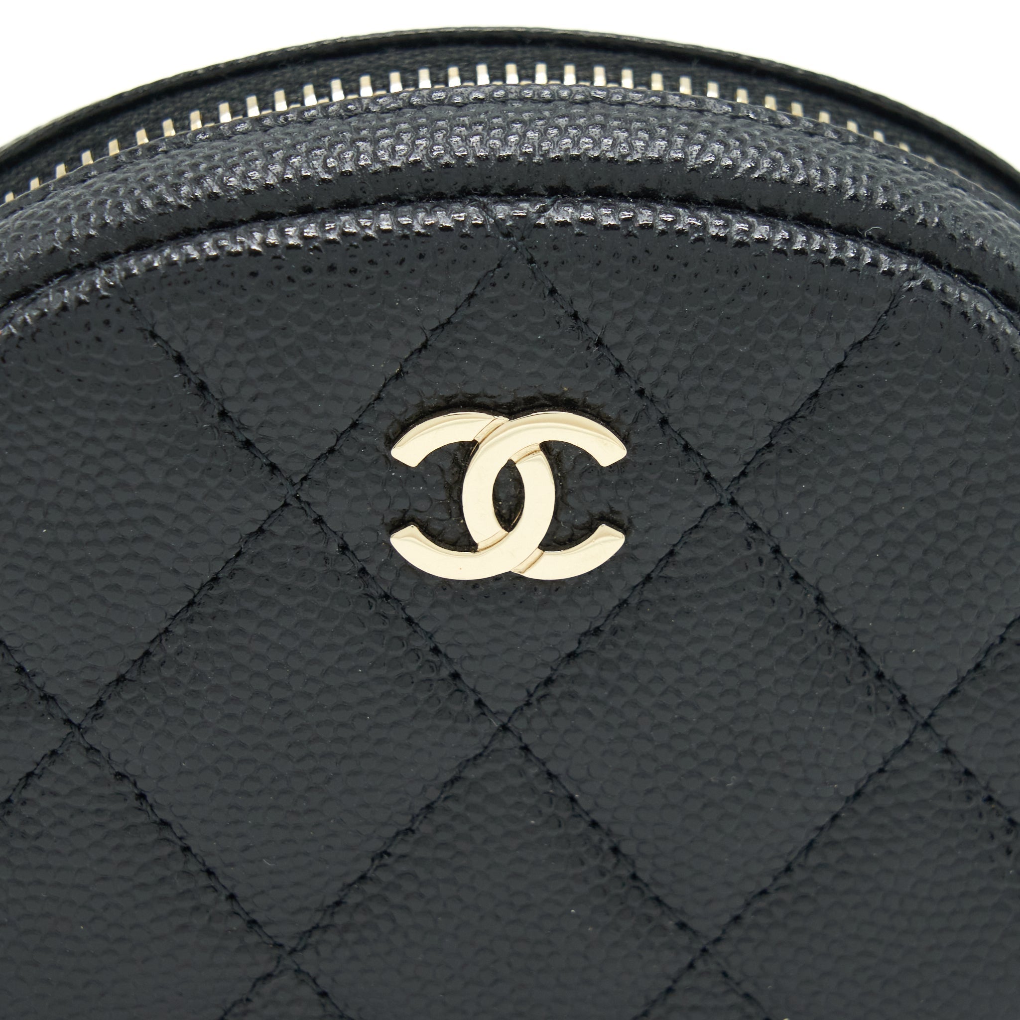 Chanel CC Logo Round Coin Purse Caviar Navy L