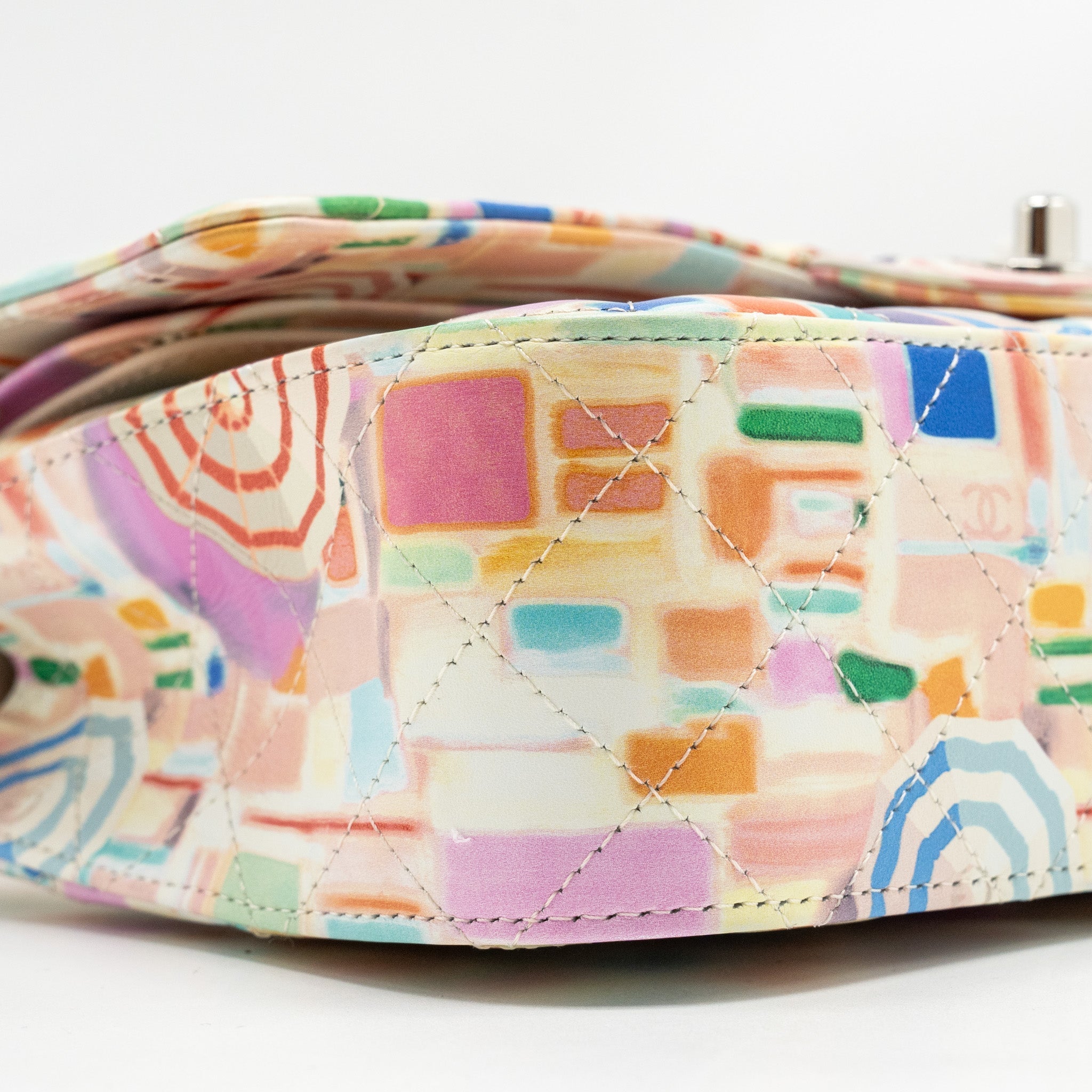Chanel Medium Double Flap Bag Umbrella Rainbow Print Calfskin Multicolour