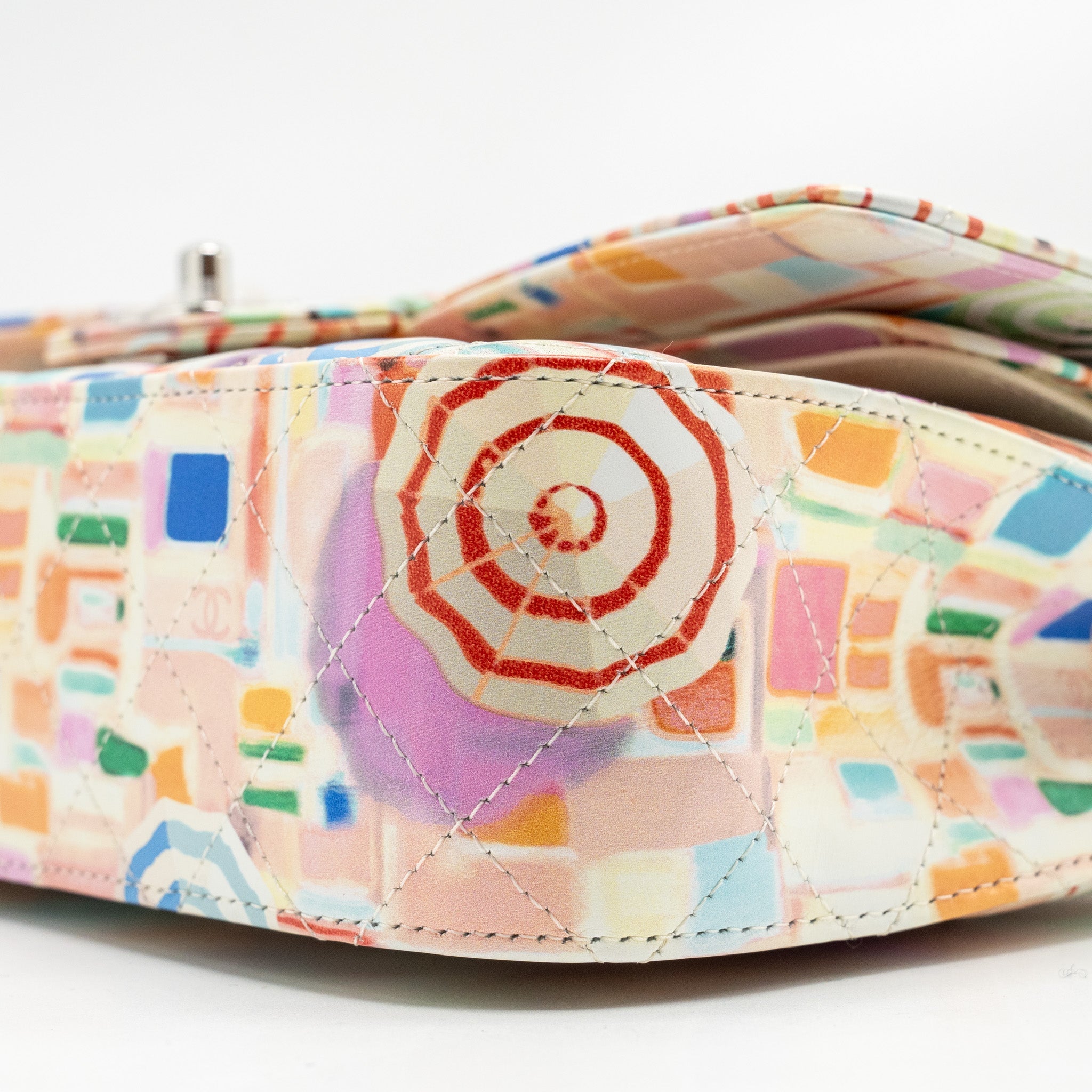 Chanel Medium Double Flap Bag Umbrella Rainbow Print Calfskin Multicolour