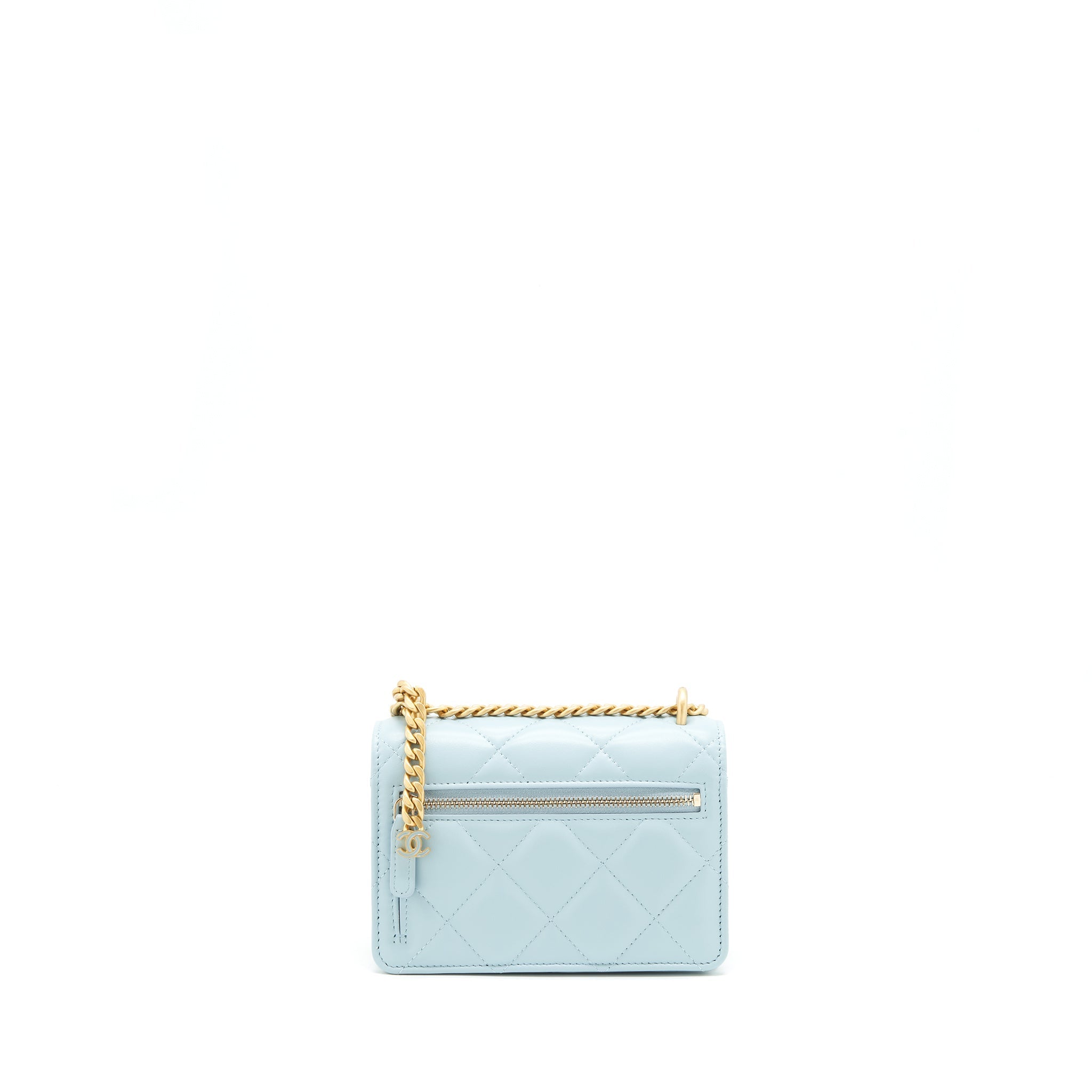 Chanel 22P Purse Vanity with Chain light blue