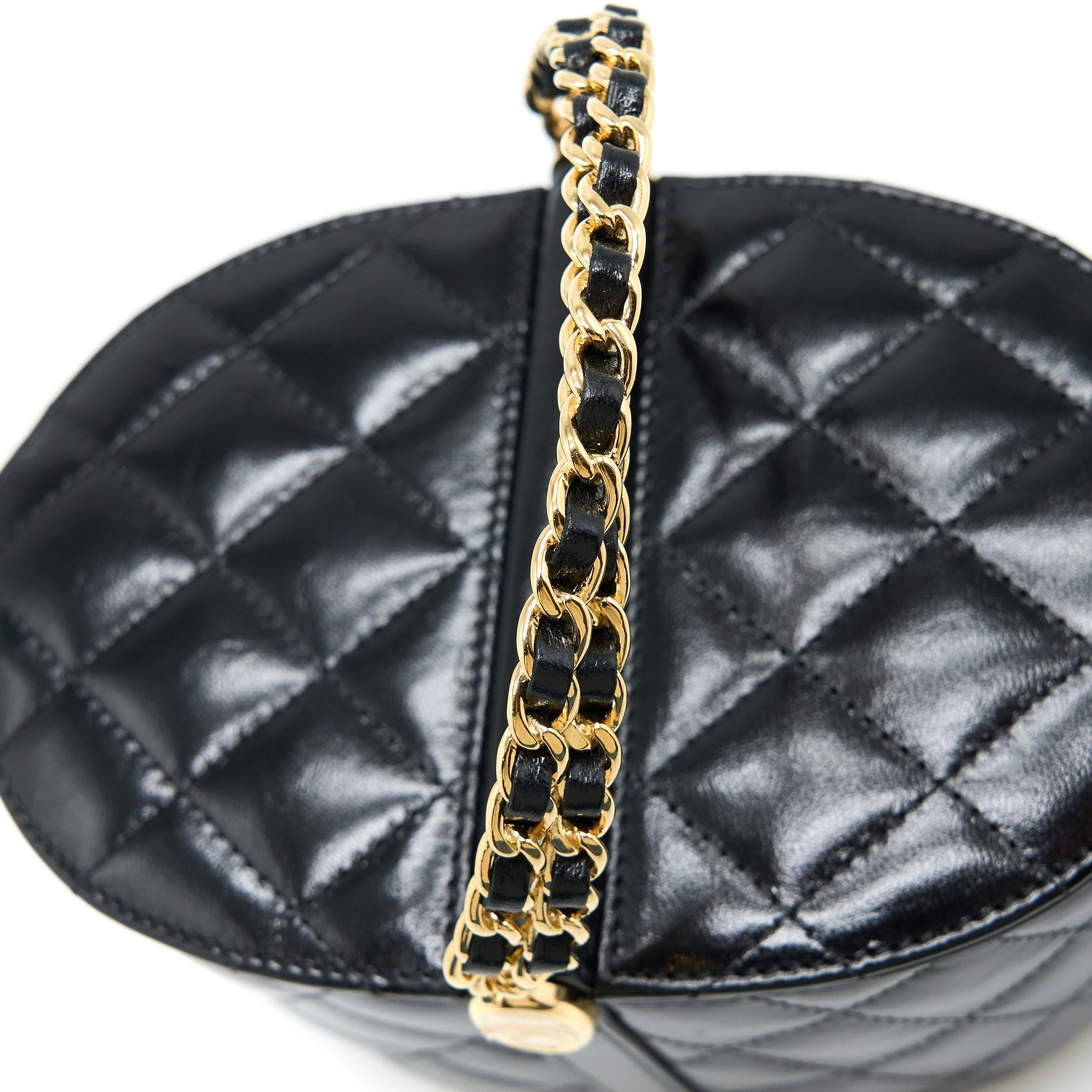 Chanel 23C Flap Bucket Bag Lambskin Black  (Microchip)