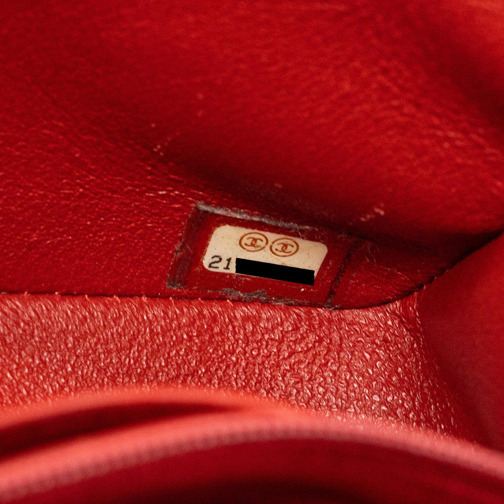 Chanel mini rectangular flap bag caviar red ruthenium hardware