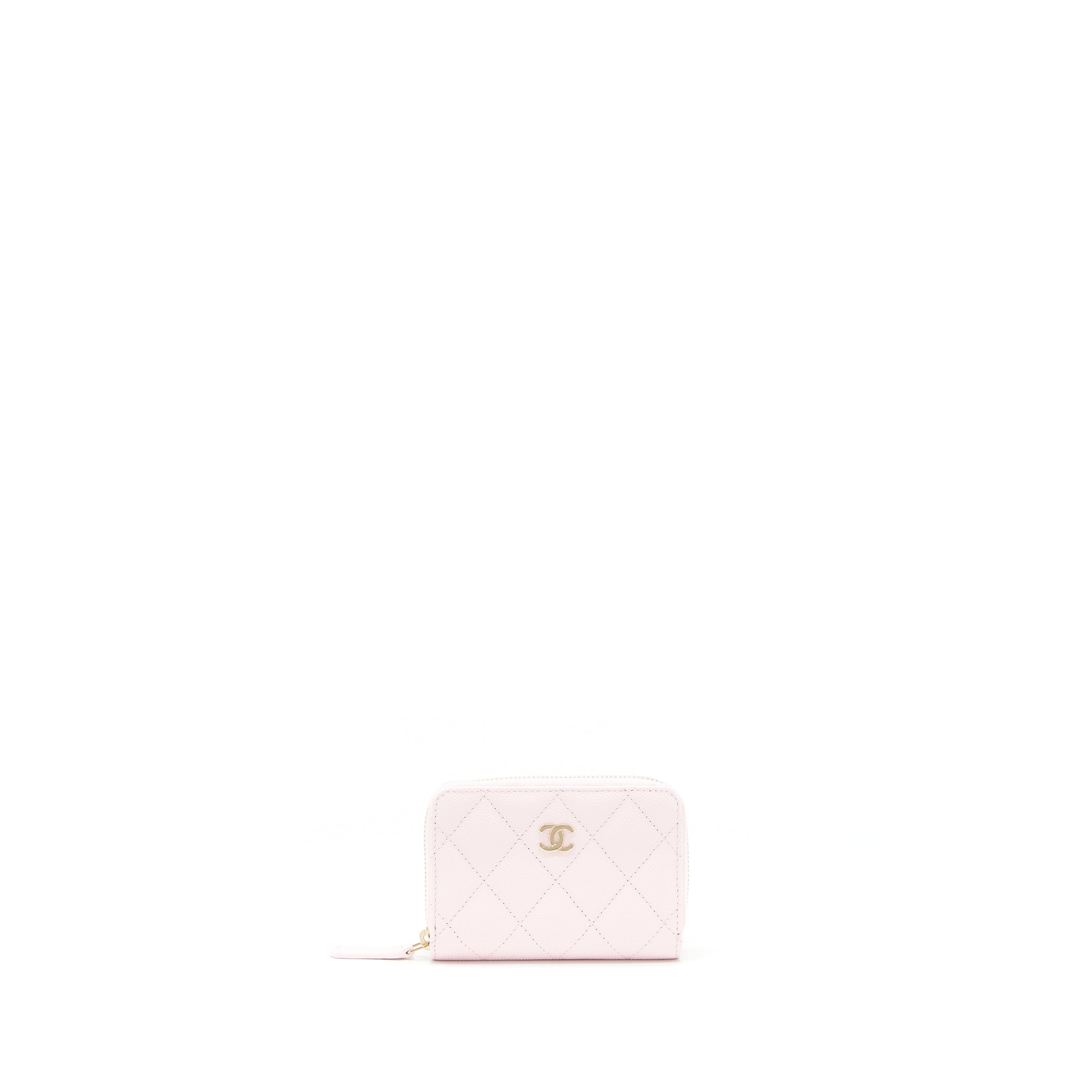 Chanel 22P Zip Card holder Caviar pink L