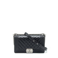 Chanel Medium Boy Bag Quilted And Chevron Calfskin Black