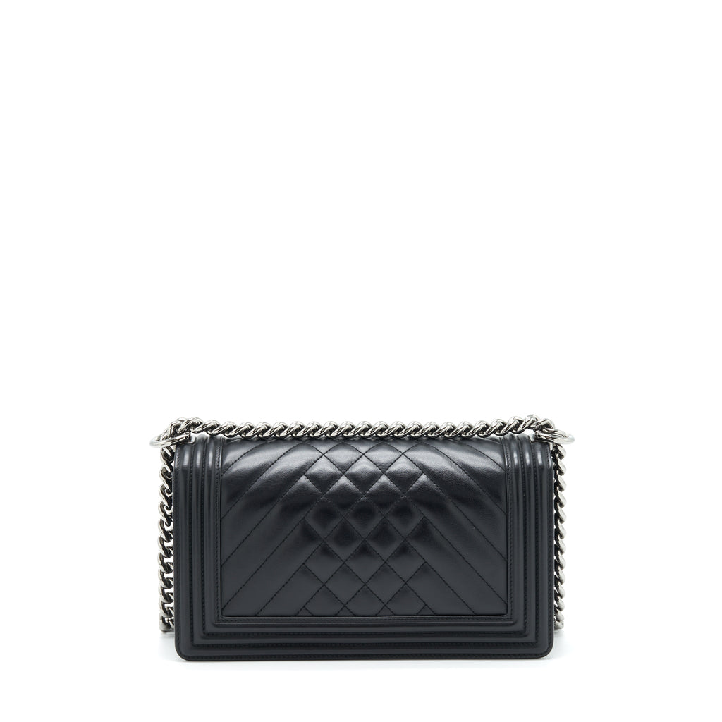 Chanel Medium Boy Bag Quilted And Chevron Calfskin Black