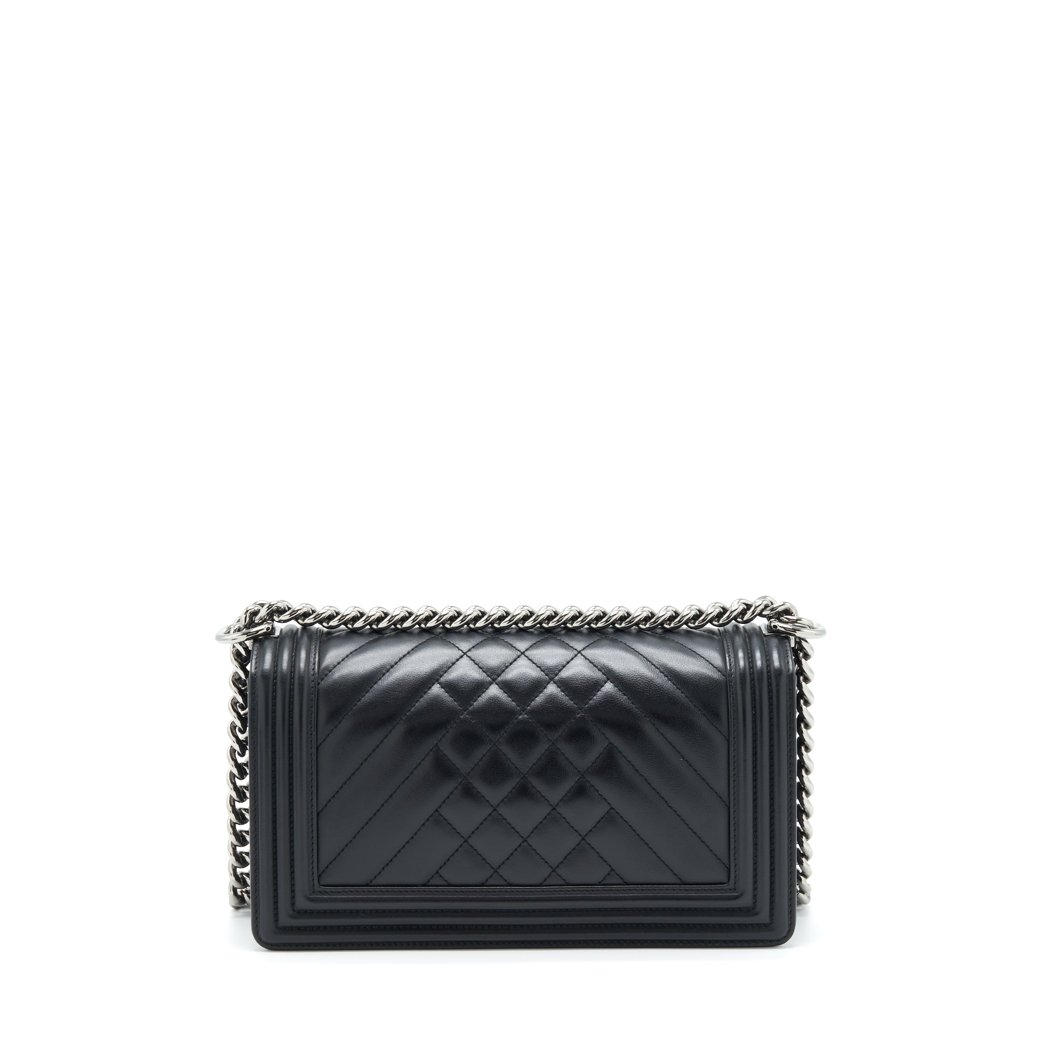 Chanel Medium Boy Bag Quilted And Chevron Calfskin Black