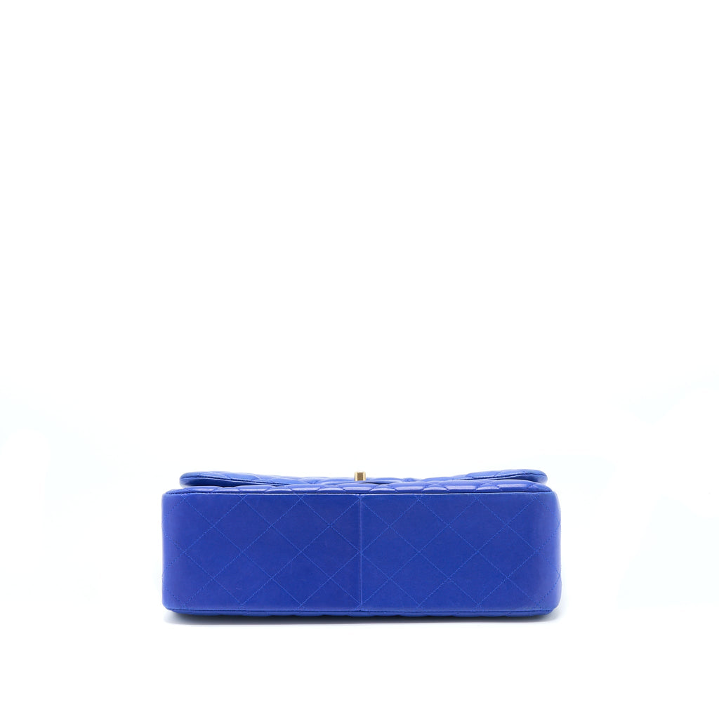 Chanel Jumbo Classic Double Flap Bag Lambskin Blue Brushed