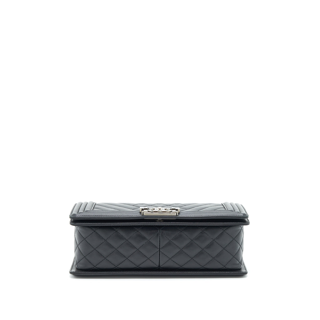 Chanel Medium Boy Bag Quilted And Chevron Calfskin Black