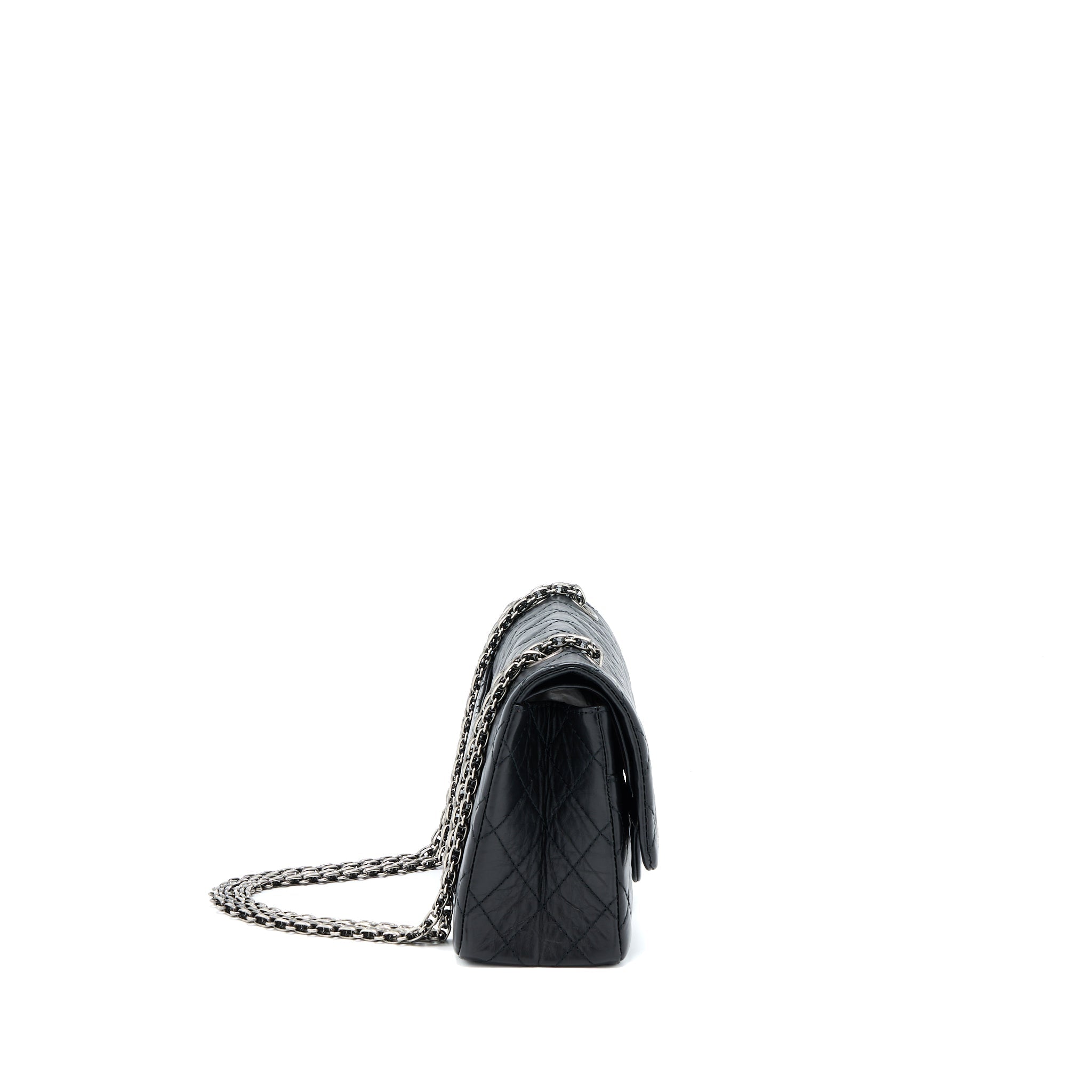 Chanel Small 2.55 255 Double Flap Bag Calfskin Black Ruthenium