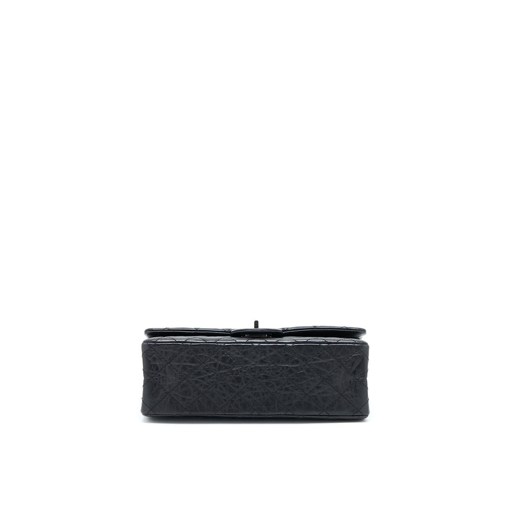 Chanel Small 2.55 255 Double Flap Bag Calfskin Black Ruthenium