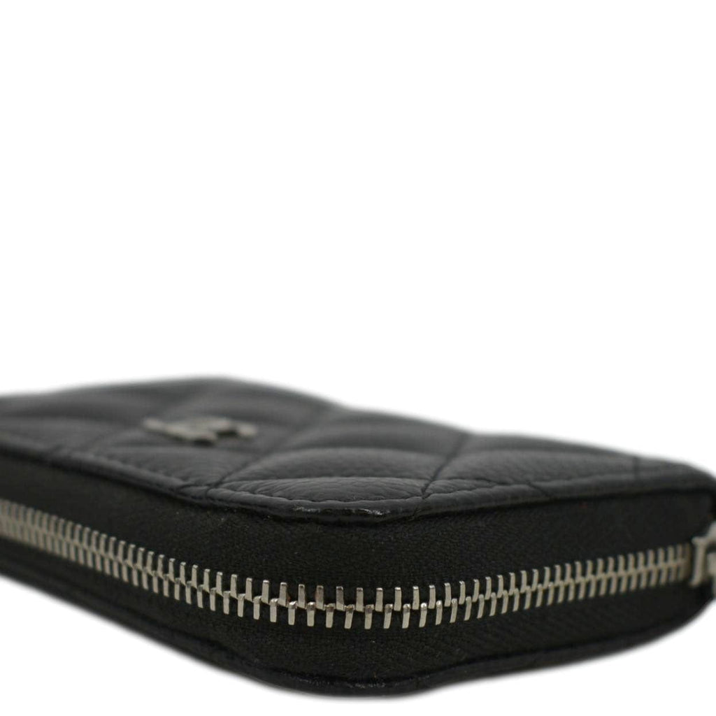 CHANEL Zip Around small Quilted Caviar Leather Wallet Black