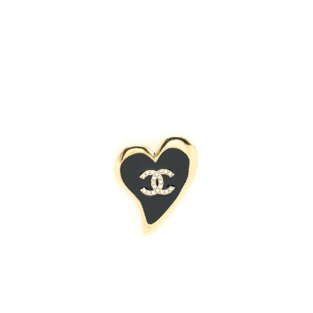 Chanel Heart Brooch Black