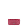 Chanel Long Zip Wallet Patent Fuchsia