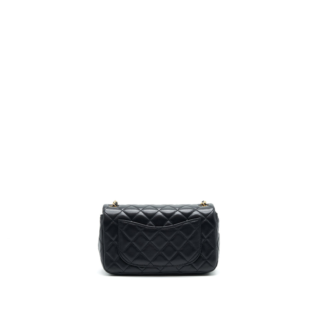 Chanel 22C pearl Crush Mini rectangular Flap Bag Lambskin Black