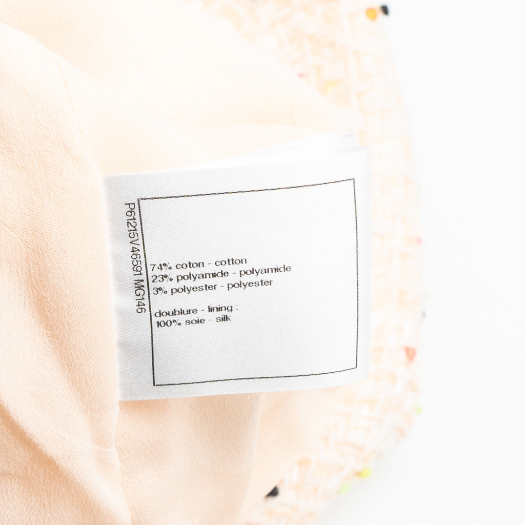 Chanel Size 34 Jacket Cotton Tweed Pink/White/Multicolour