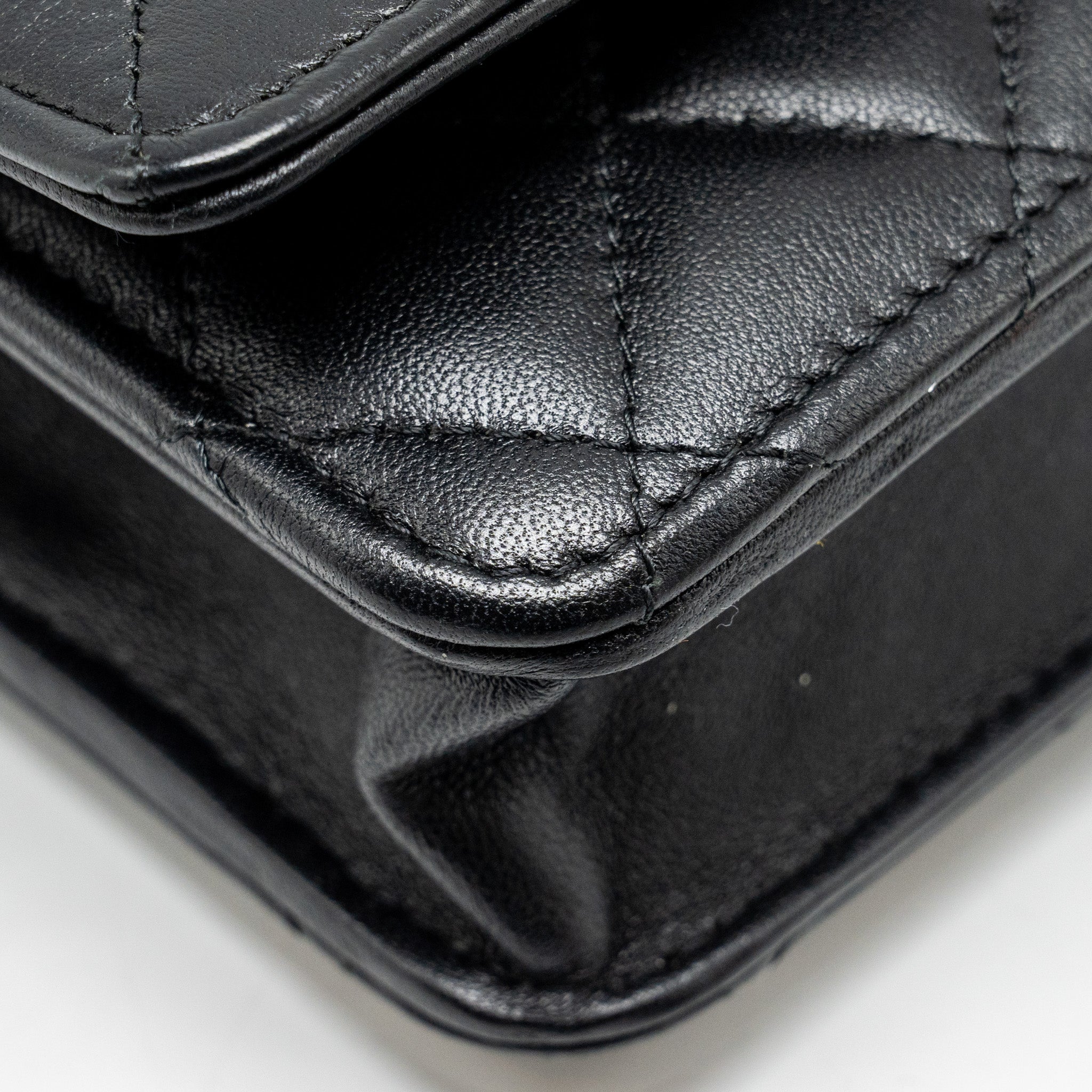 Chanel Pearl Chain Wallet On Chain Lambskin Black L(microchip)