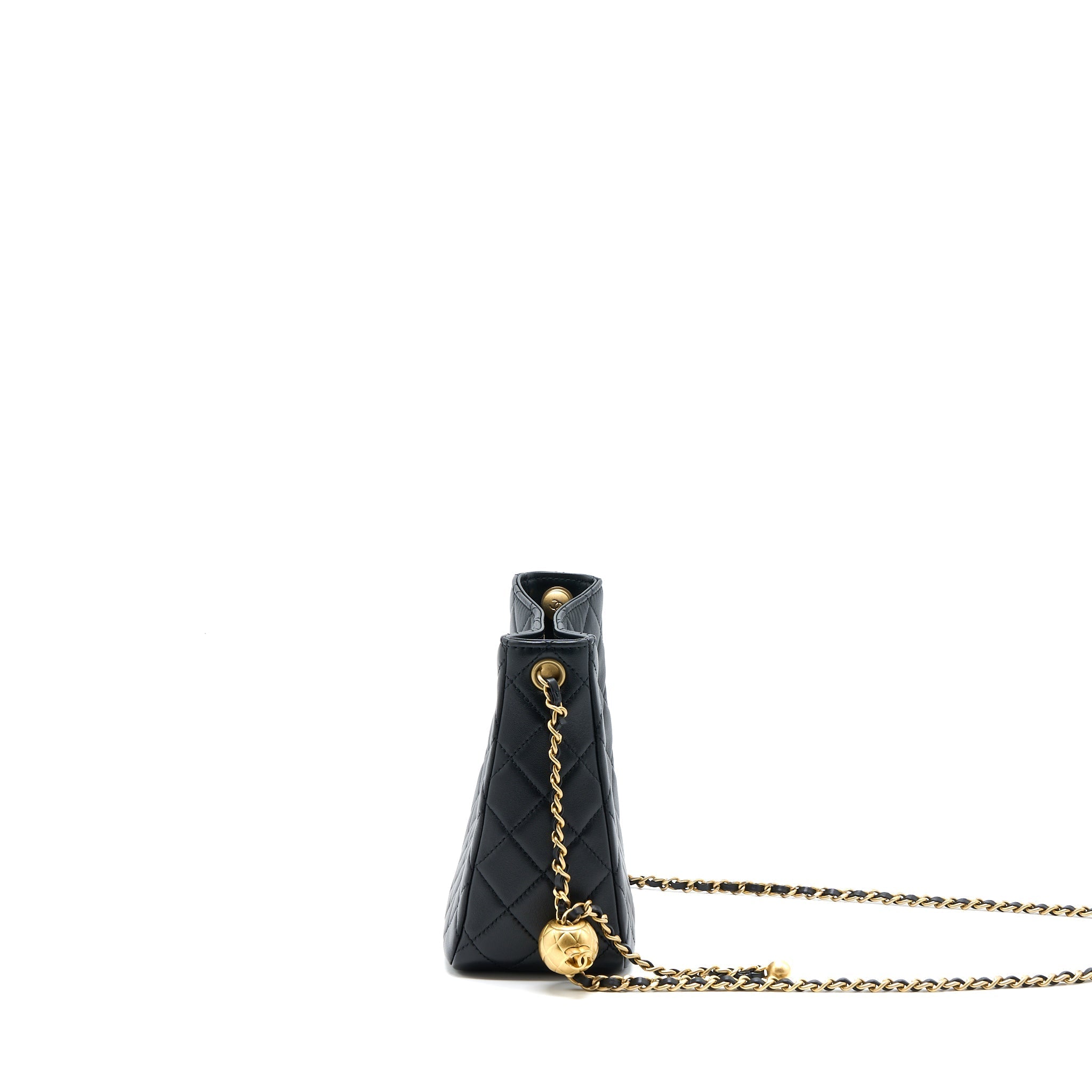 Chanel 23C Pearl Crush Hobo Bag Lambskin Black Brushed  (Microchip)